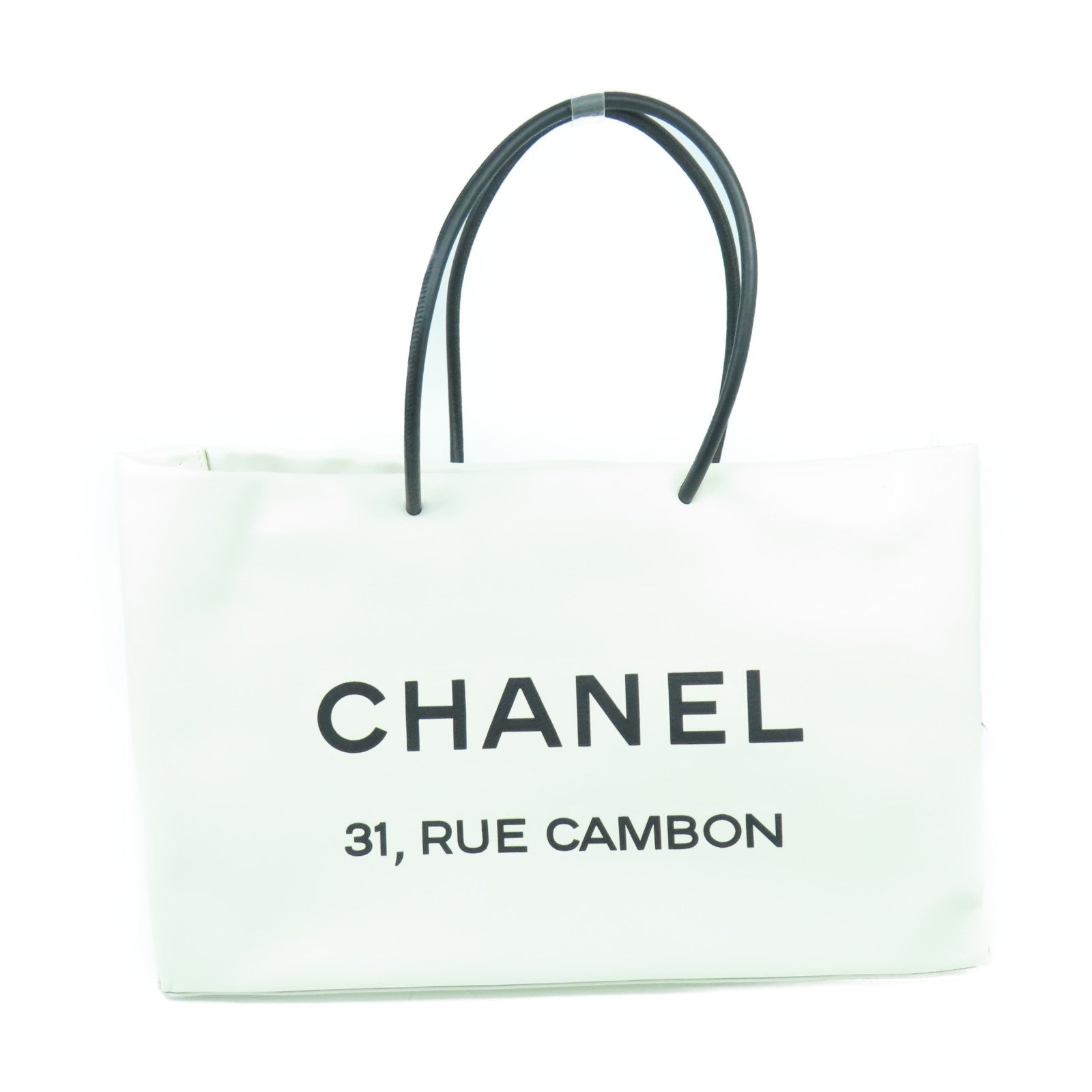 CHANEL 牛皮皮革Shoulder Bag銀扣肩背袋白色