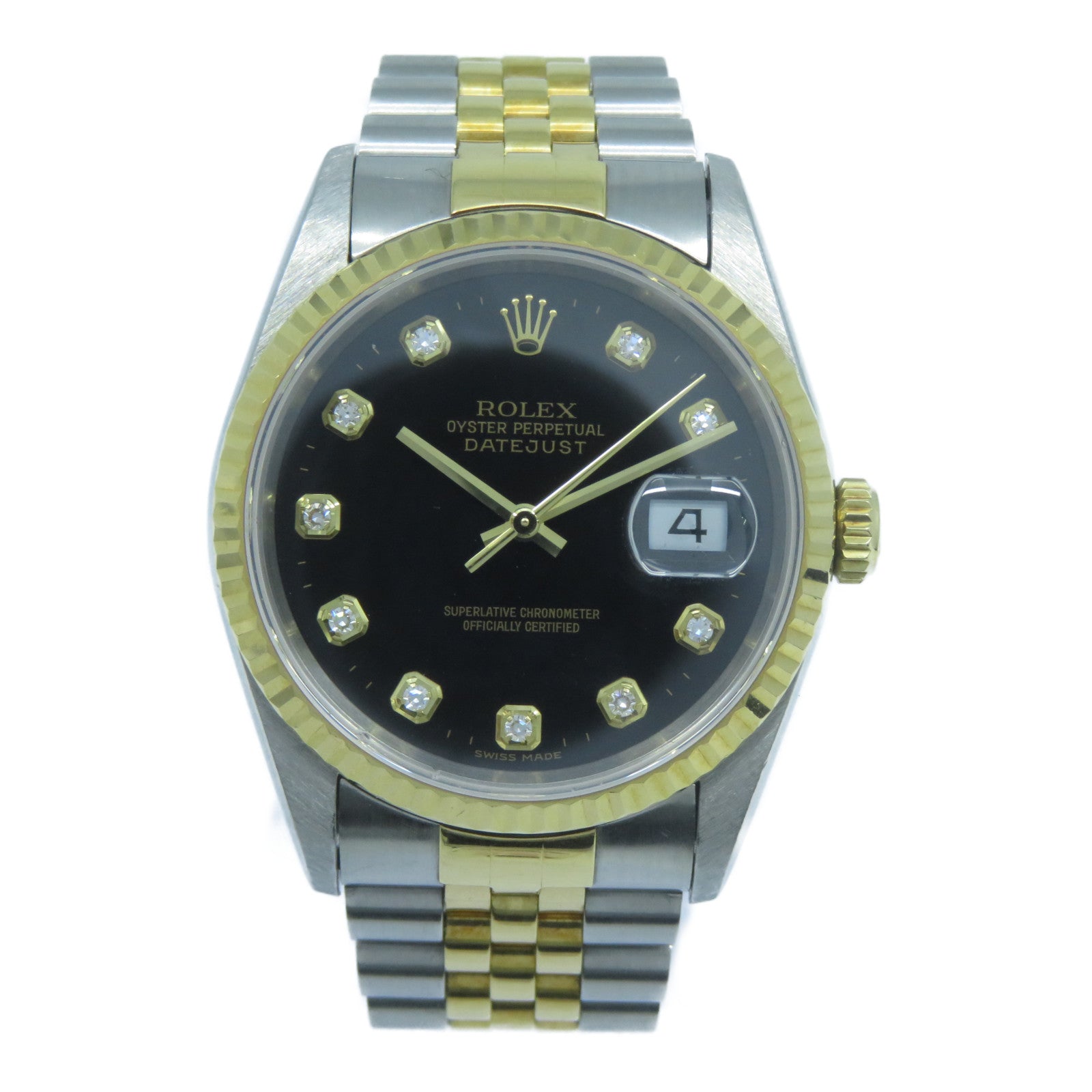 ROLEX 18K黃金Datejust 36mm不鏽鋼手錶自動機芯黑色