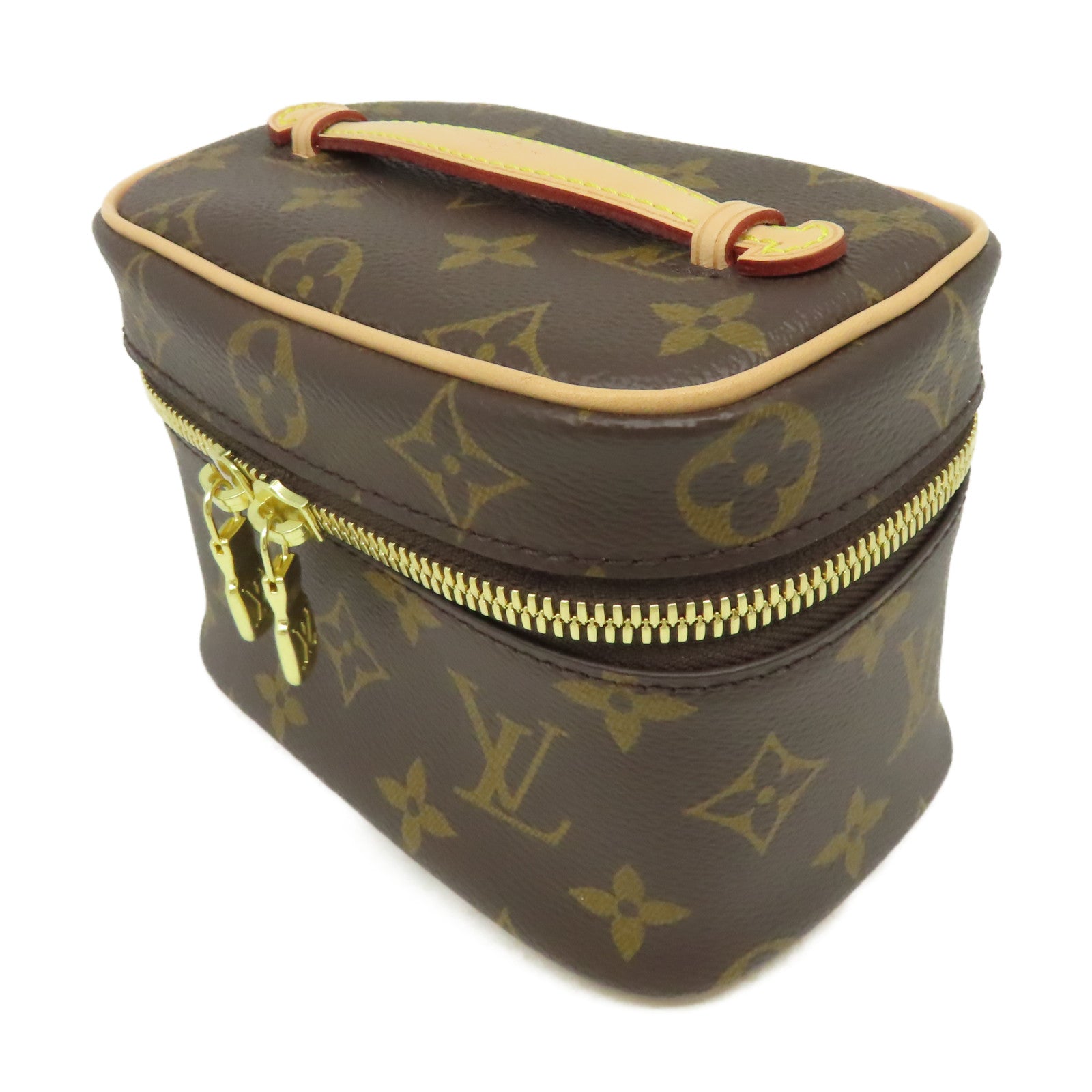 LOUIS VUITTON Monogram Nice Nano Toiletry Pouch金扣手拿包啡色