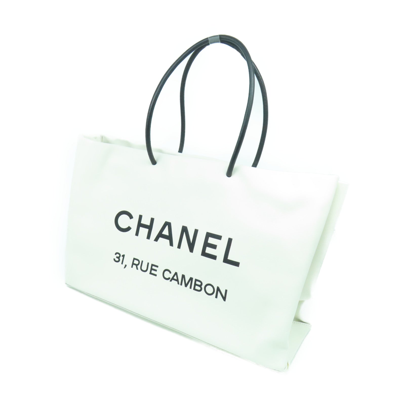 CHANEL 牛皮皮革Shoulder Bag銀扣肩背袋白色