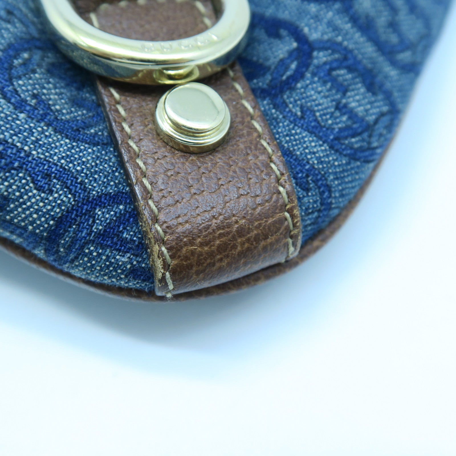 GUCCI 【激減優惠】帆布/牛皮皮革Shoulder Bag金扣肩背袋藍色