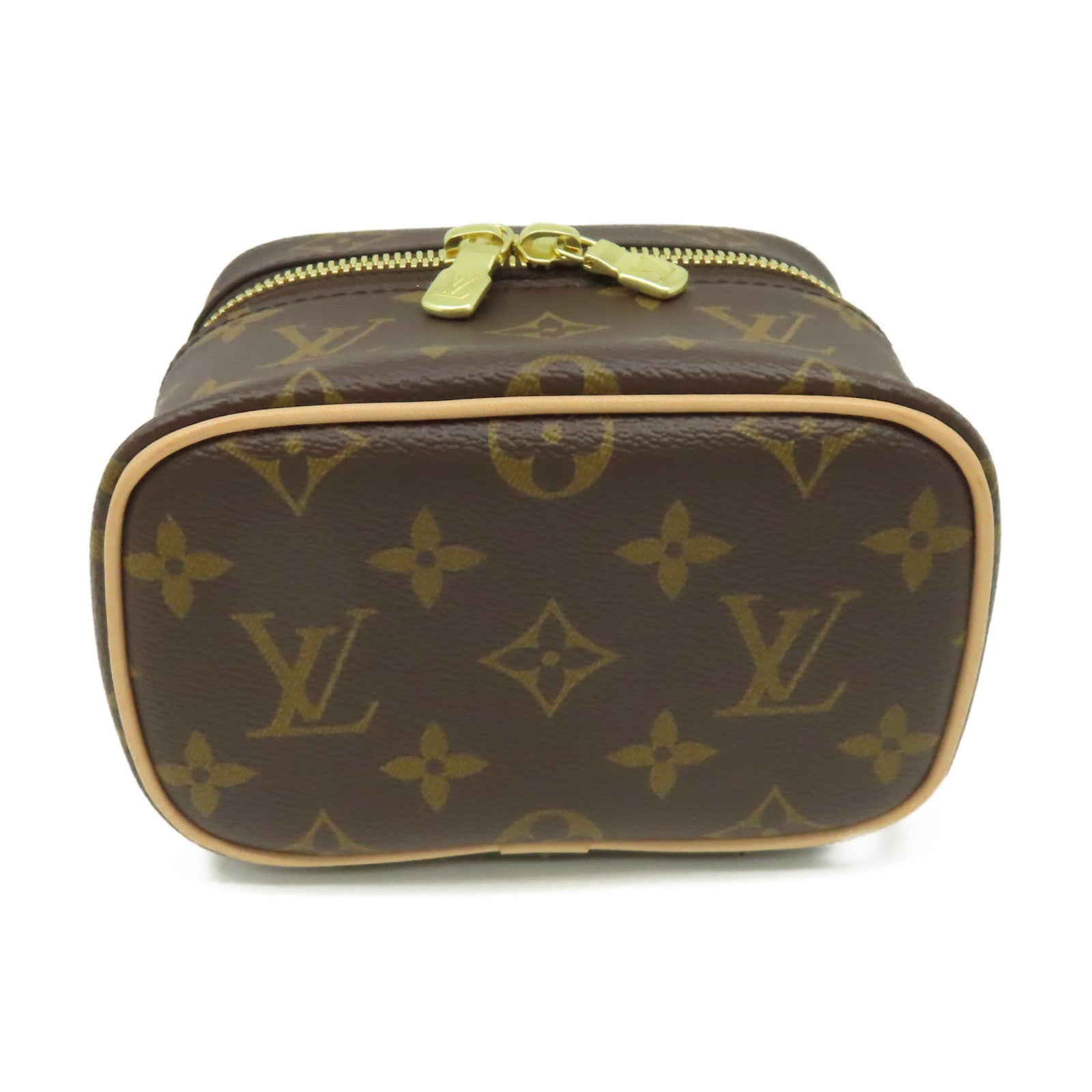 LOUIS VUITTON Monogram Nice Nano Toiletry Pouch金扣手拿包啡色