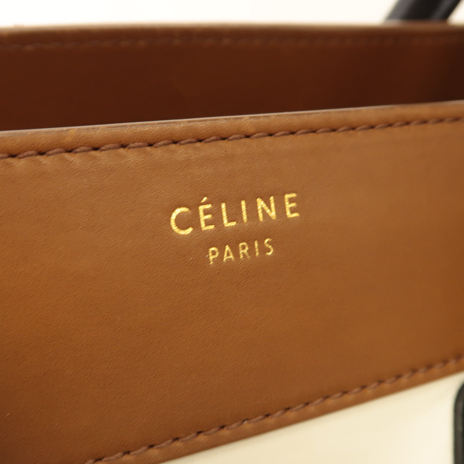 CELINE 牛皮皮革Mini Luggage Handbag金扣手挽袋白色/黑色/啡色