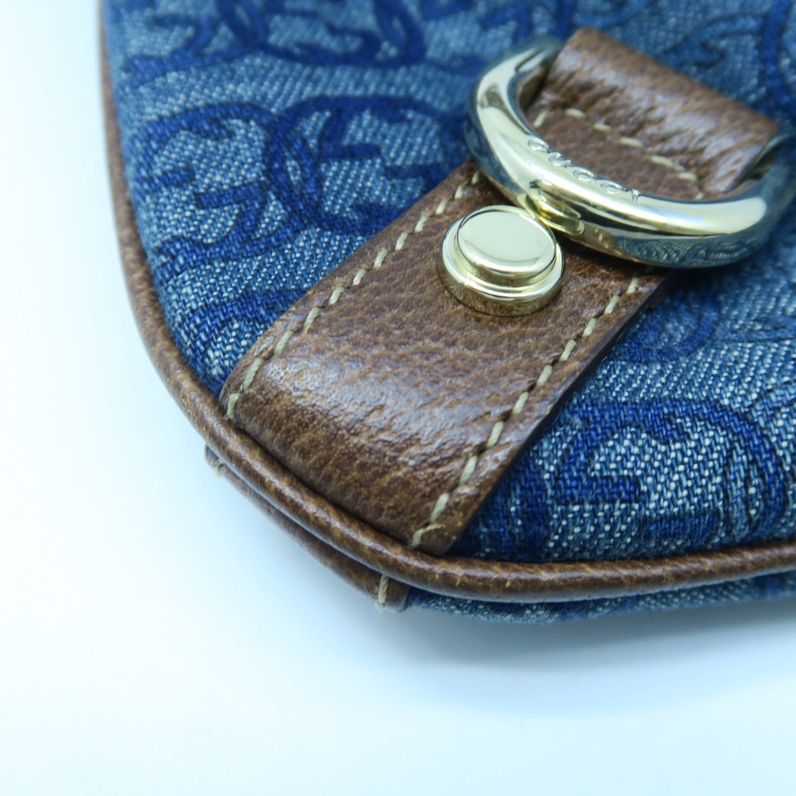 GUCCI 【激減優惠】帆布/牛皮皮革Shoulder Bag金扣肩背袋藍色