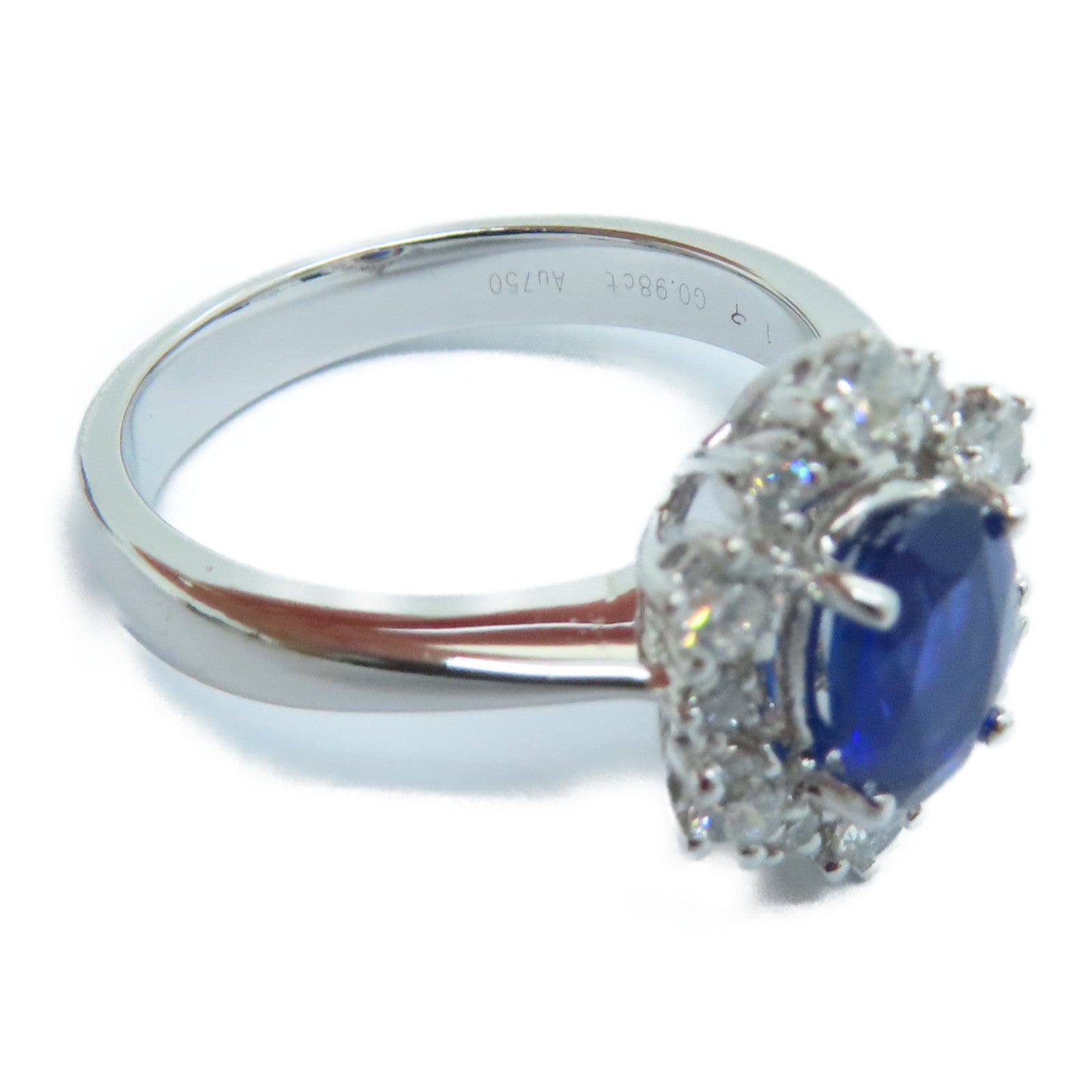 JEWELRY 18K白金Sapphire Ring蓝宝石戒指US#6