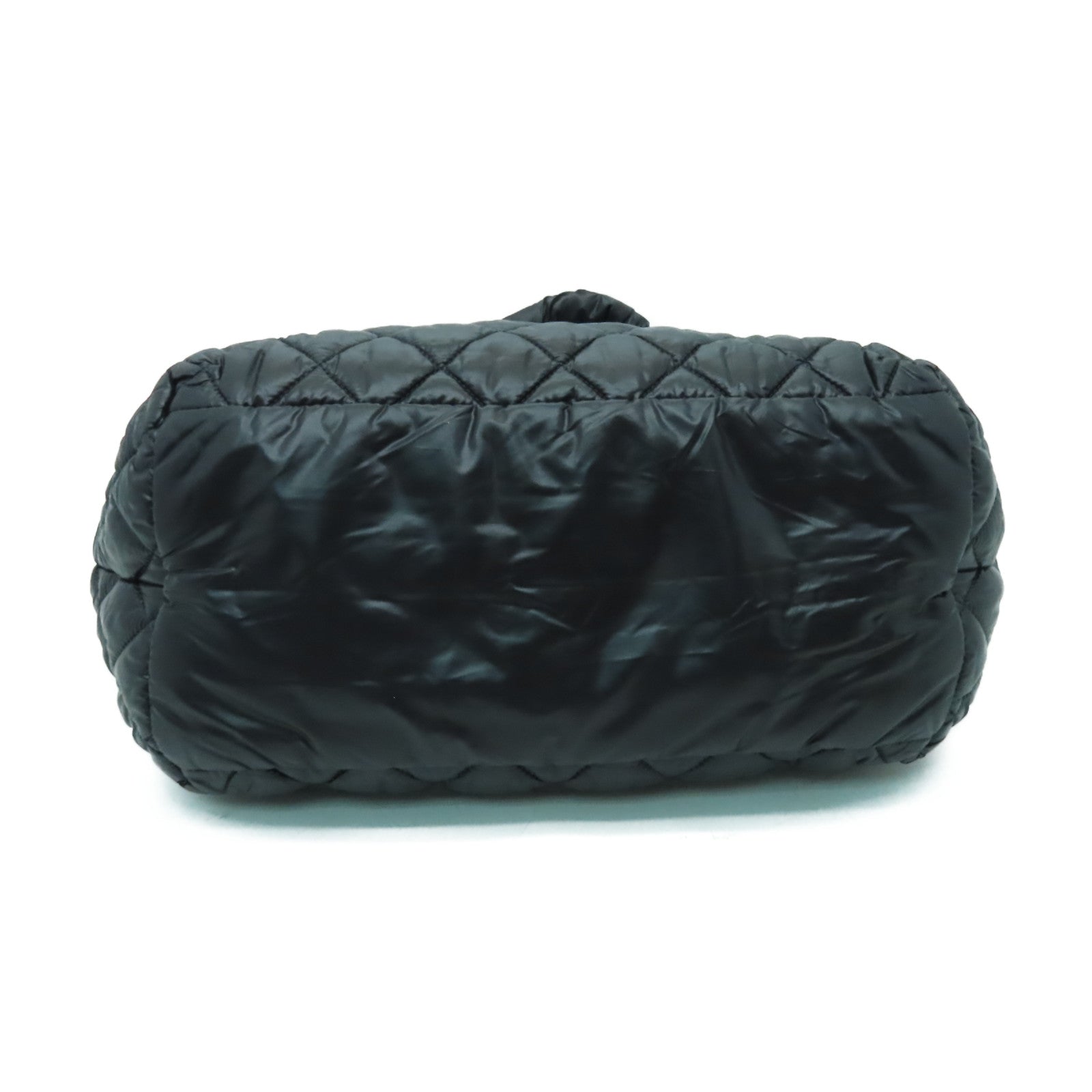 CHANEL 菱格尼龍Coco Cocoon PM銀扣手挽袋黑色