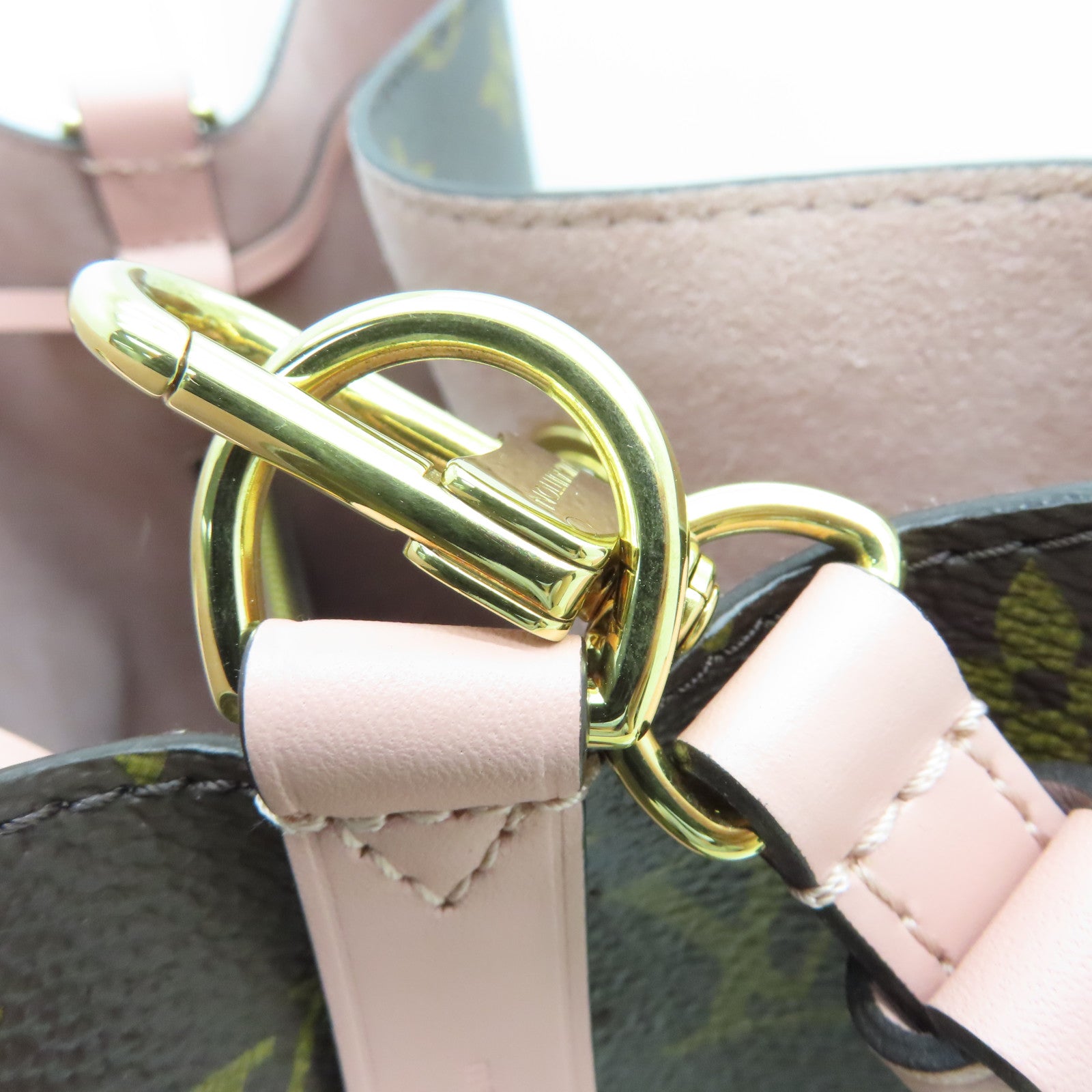 LOUIS VUITTON Monogram Neo Noe MM金扣肩背袋棕色/粉紅色
