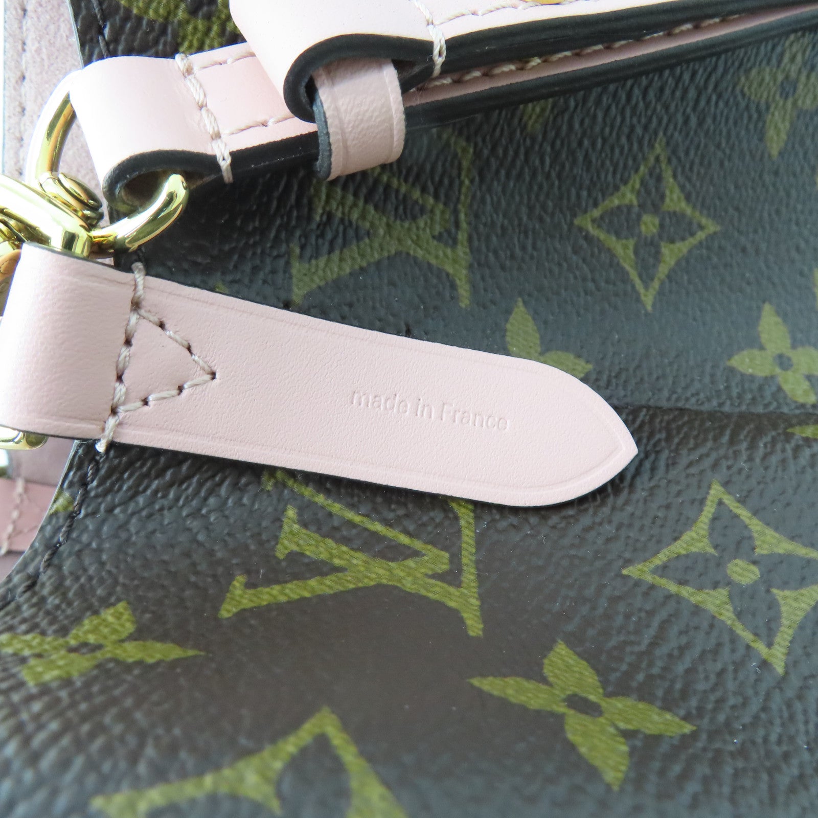 LOUIS VUITTON Monogram Neo Noe MM金扣肩背袋棕色/粉紅色