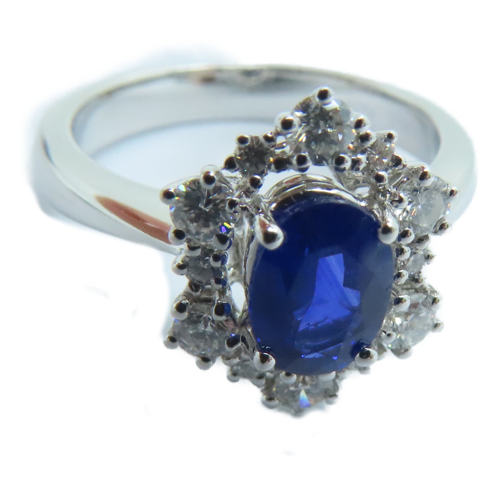 JEWELRY 18K白金Sapphire Ring蓝宝石戒指US#6