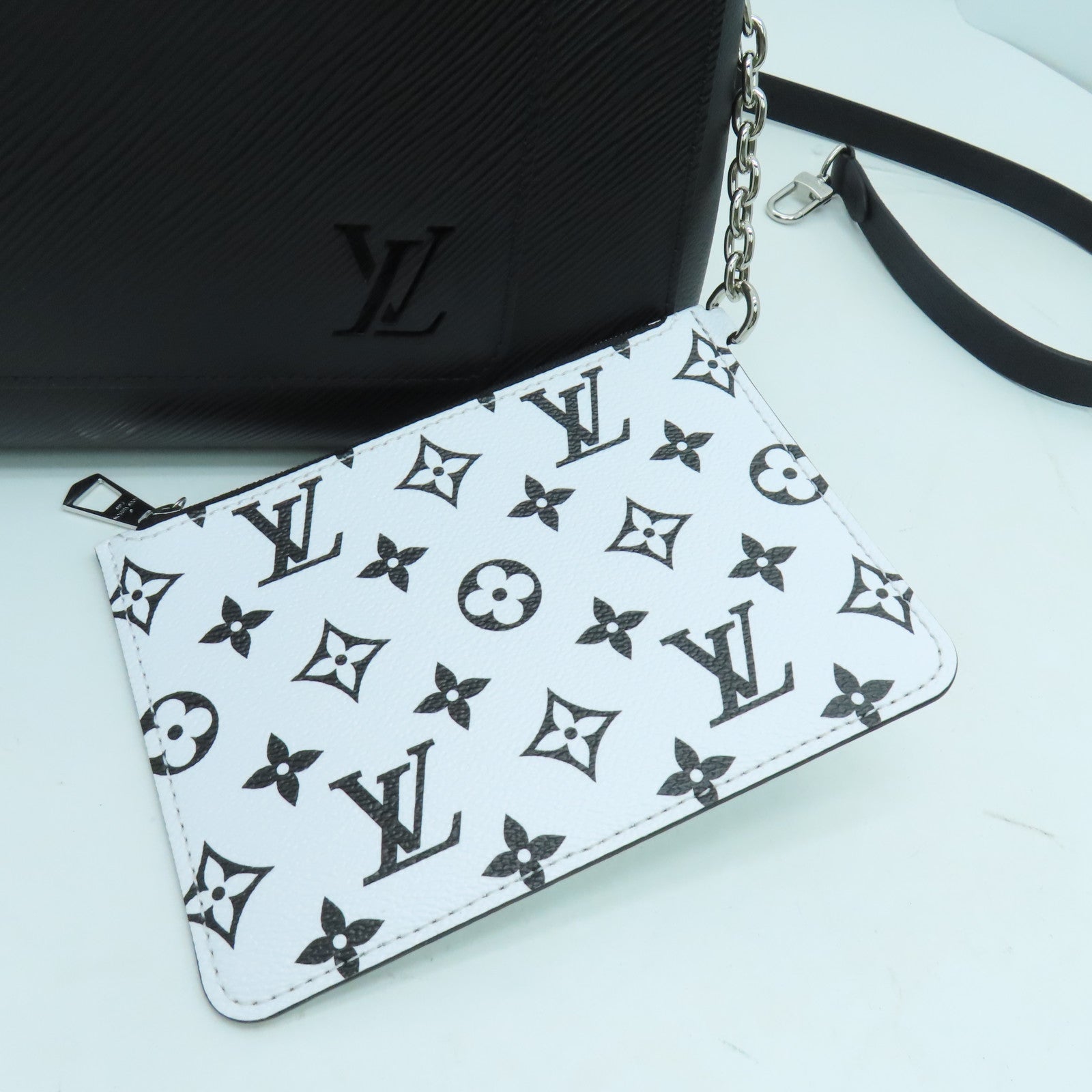 LOUIS VUITTON Epi Marelle MM銀扣手挽肩背兩用袋黑色/粉紅色
