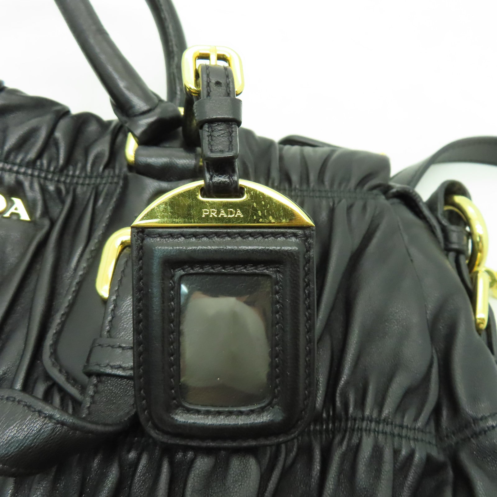 PRADA 牛皮皮革2 Way Shoulder金扣手挽肩背兩用袋黑色
