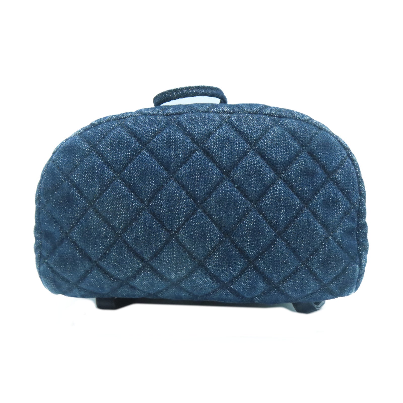 CHANEL 菱格牛仔布Backpack金扣背包藍色