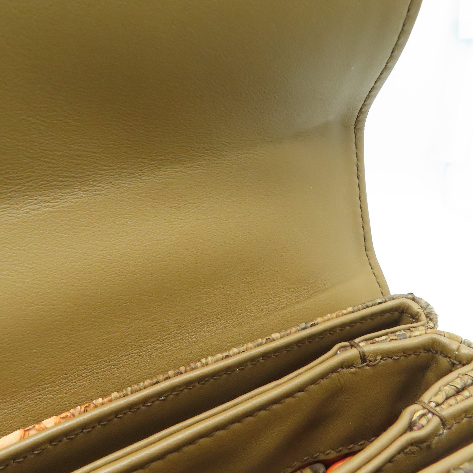 PRADA 【激减优惠】蛇皮皮革Chain Shoulder Bag银扣肩背袋啡色橙色