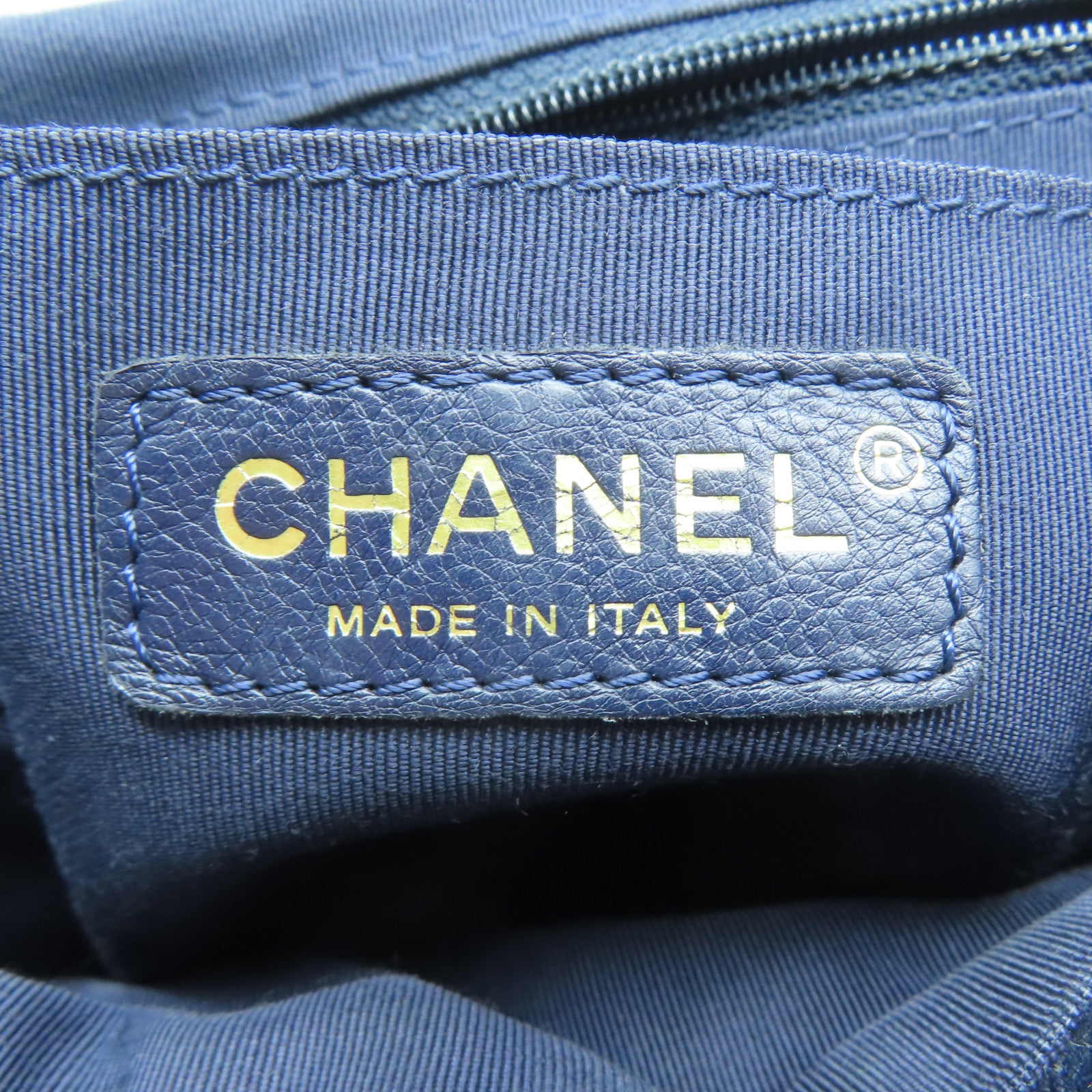 CHANEL 菱格牛仔布Backpack金扣背包藍色