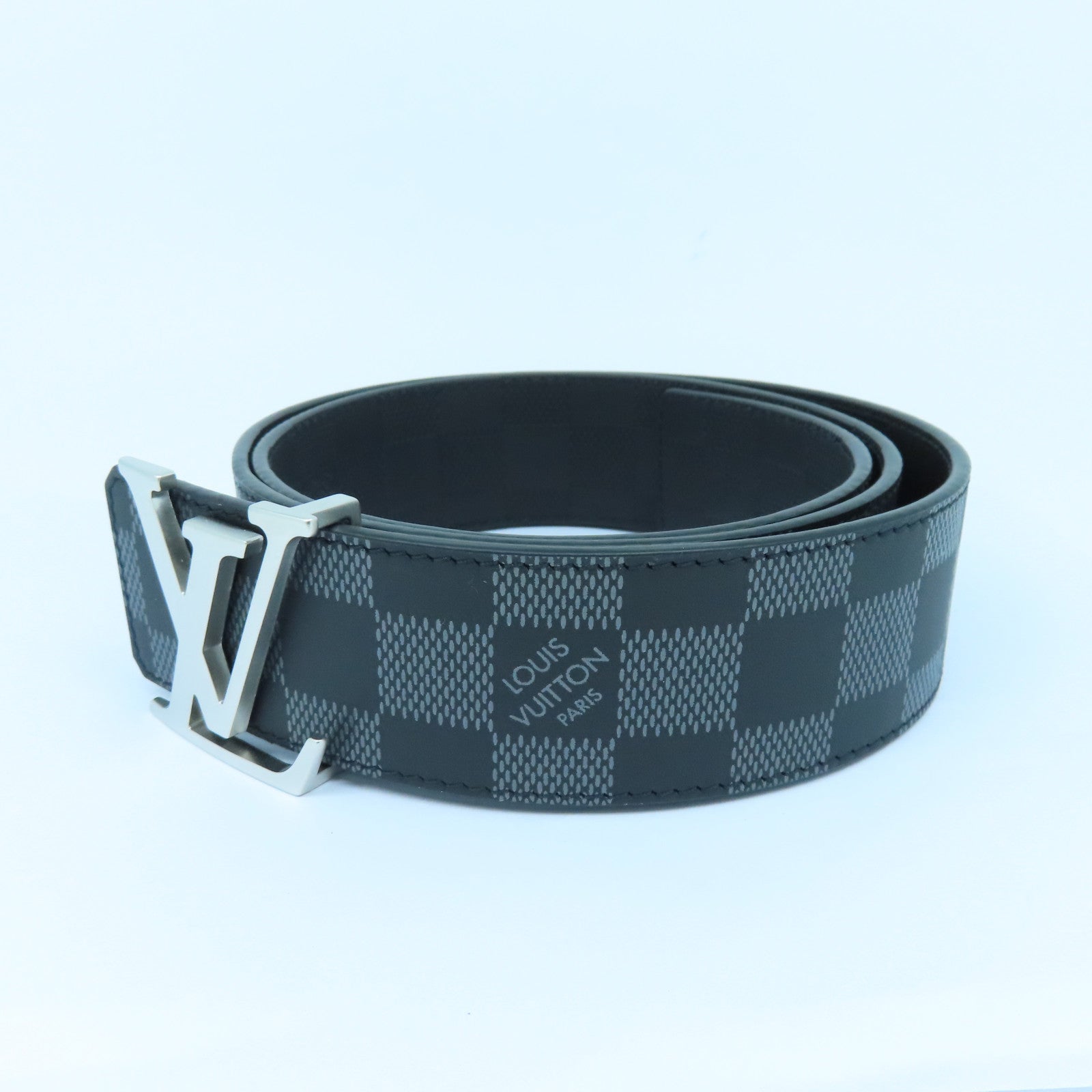 LOUIS VUITTON Damier Graphite Belt 85cm银扣皮带黑色
