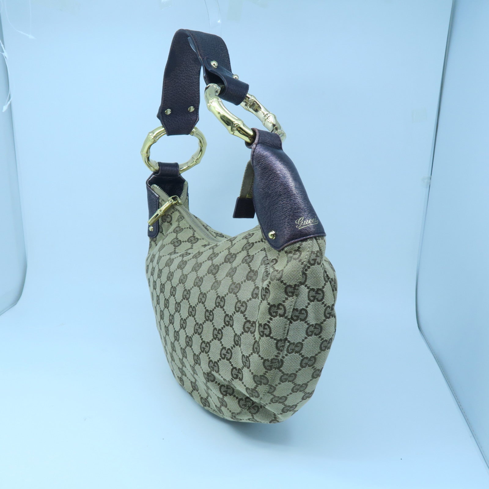 GUCCI 帆布Shoulder Bag金扣肩背袋啡色