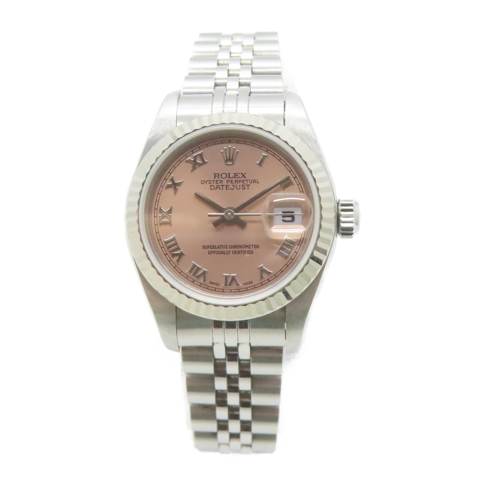 ROLEX 18K白金/不鏽鋼Datejust 26mm手錶自動機芯粉紅色