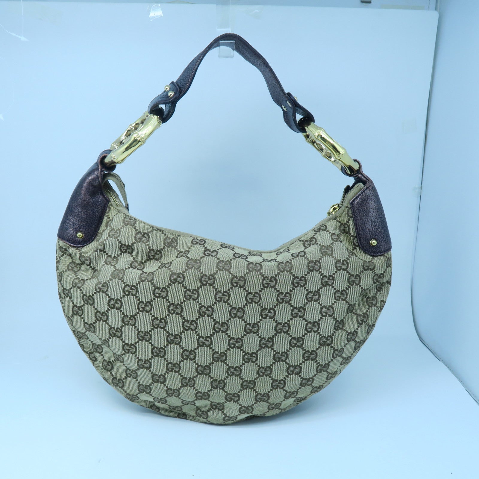 GUCCI 帆布Shoulder Bag金扣肩背袋啡色