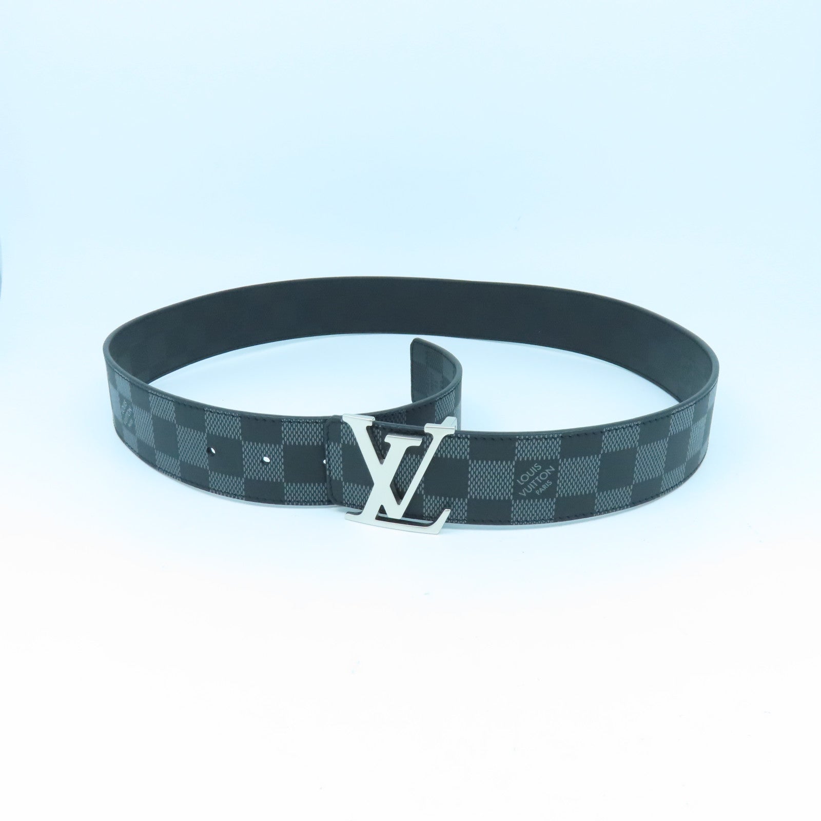 LOUIS VUITTON Damier Graphite Belt 85cm银扣皮带黑色