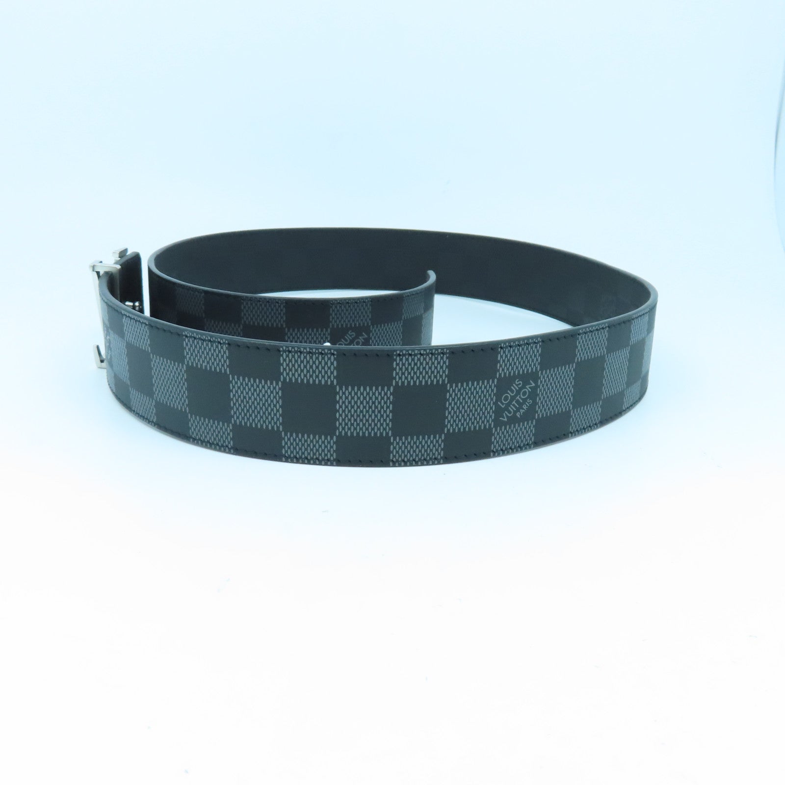 LOUIS VUITTON Damier Graphite Belt 85cm银扣皮带黑色
