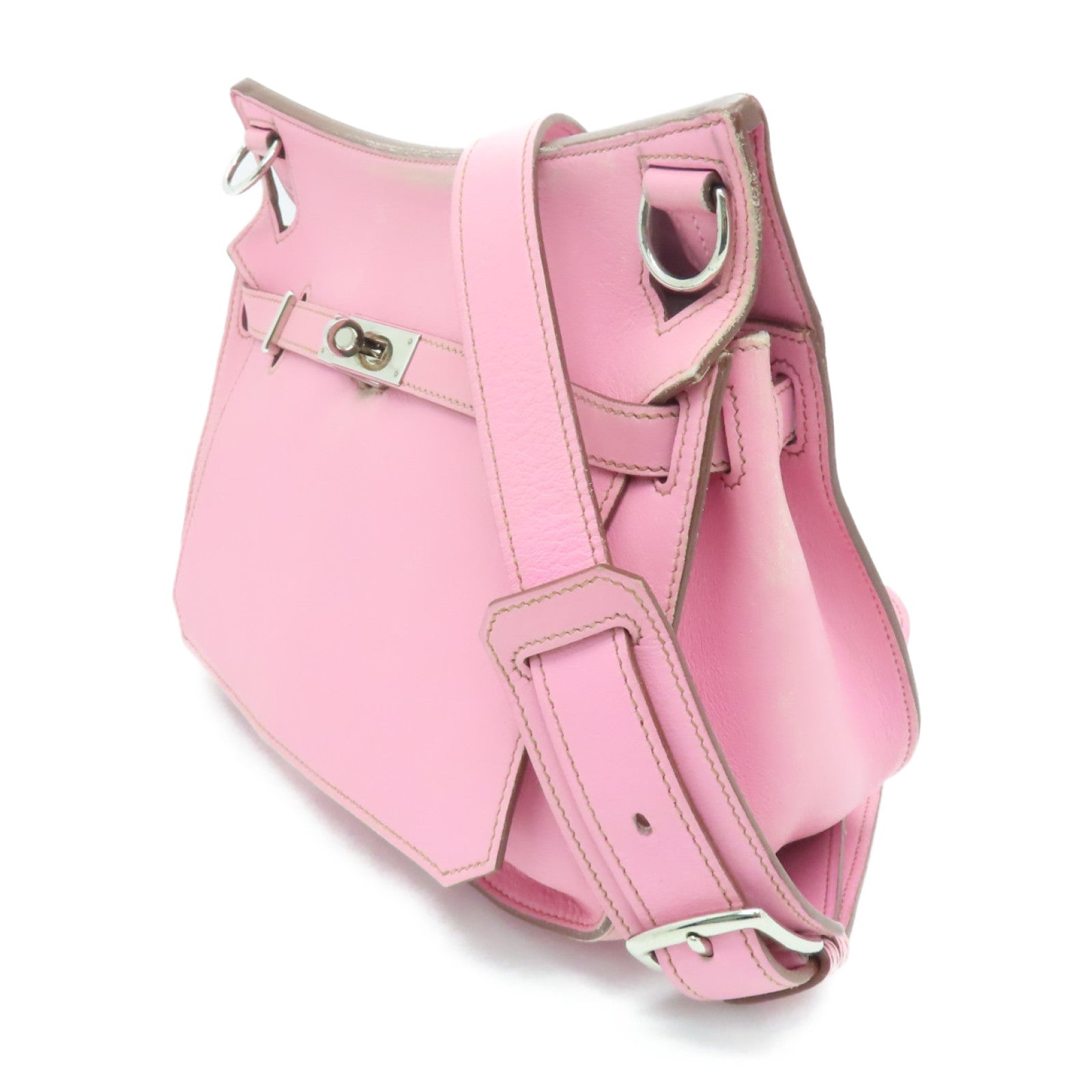 HERMES Swift皮革Jypsiere 28銀扣肩背袋Rose Confetti粉紅色