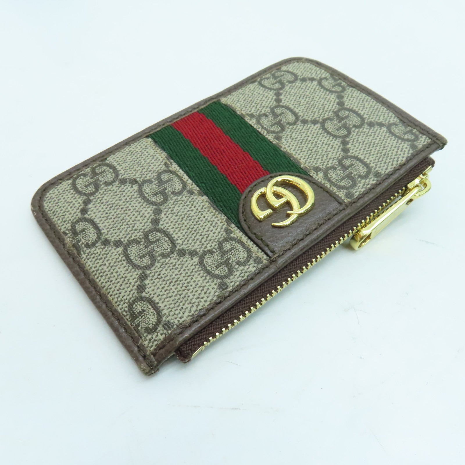 GUCCI 塗層帆布Ophidia GG Card Case金扣卡片套啡色