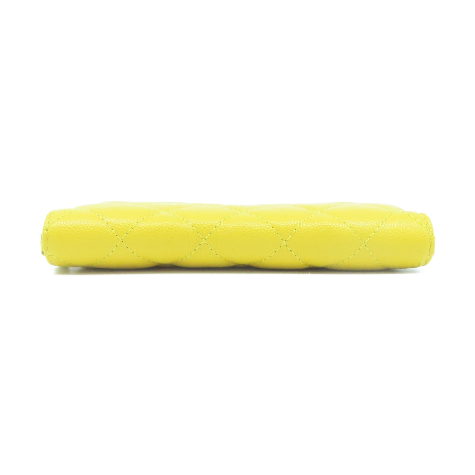 CHANEL 菱格Caviar皮革Wallet金扣錢包黃色