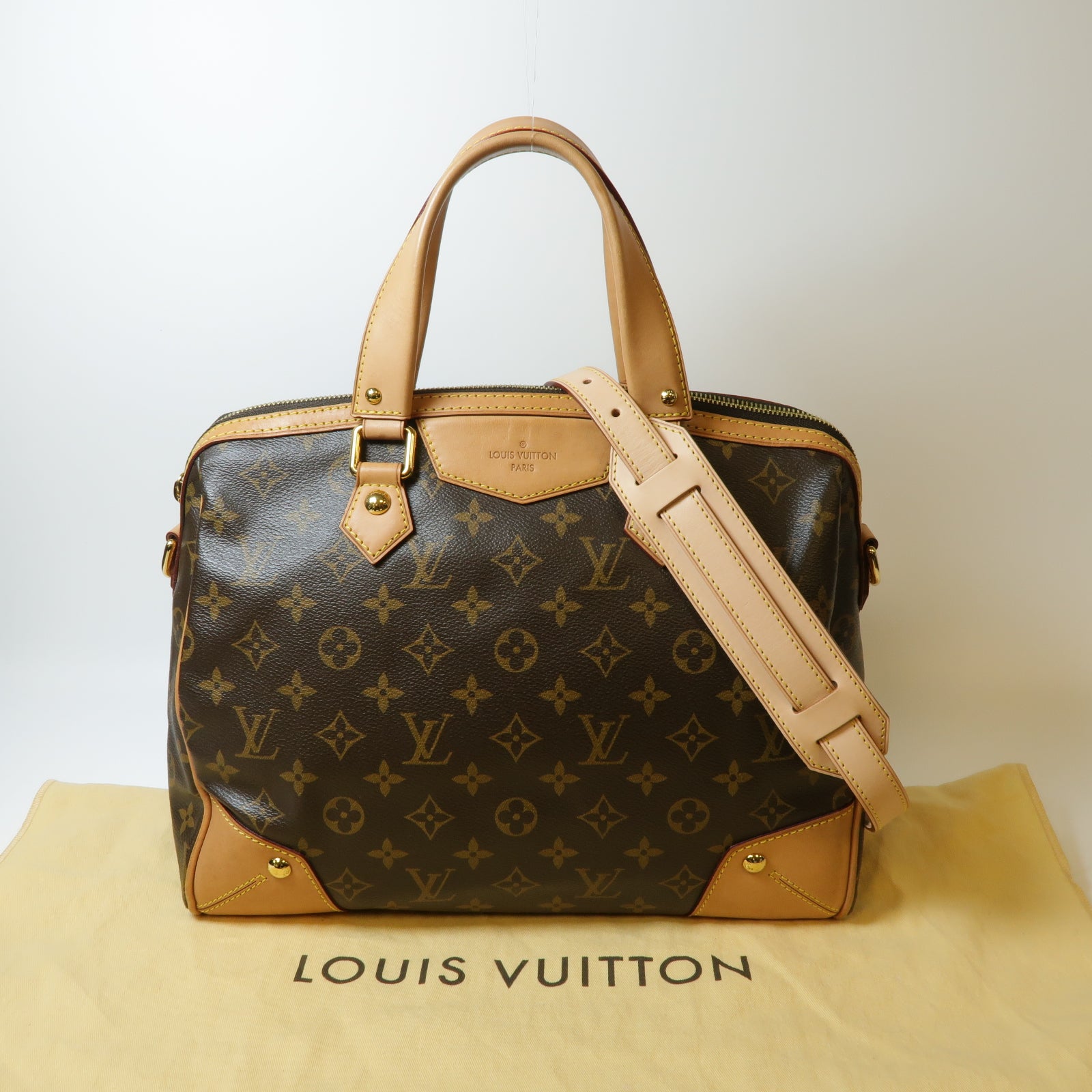 LOUIS VUITTON Monogram Retiro金扣手挽肩背兩用袋啡色