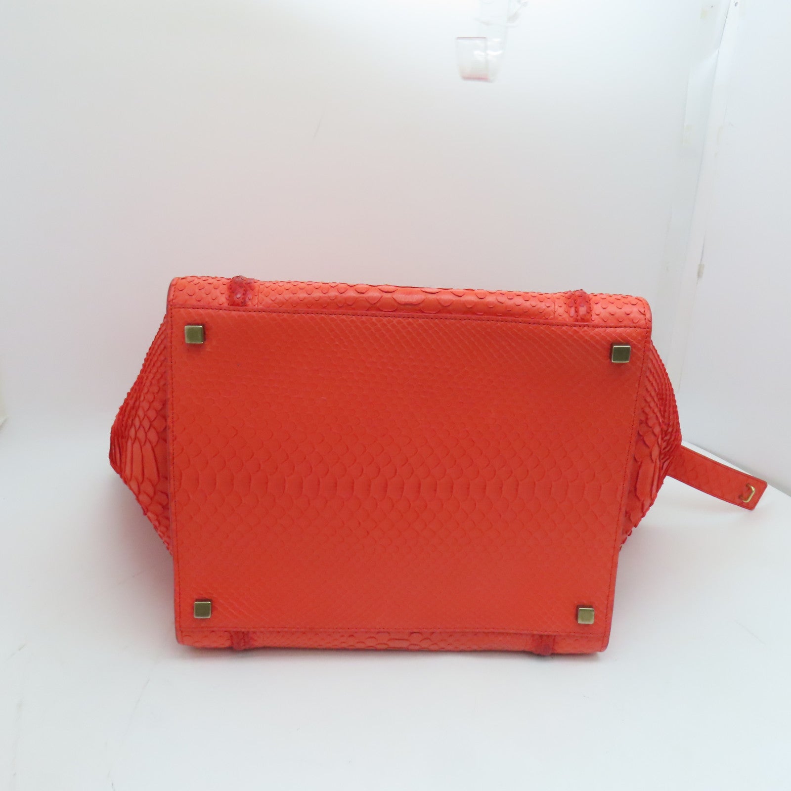 CELINE 蛇皮皮革Mini Luggage手挽袋金扣红色