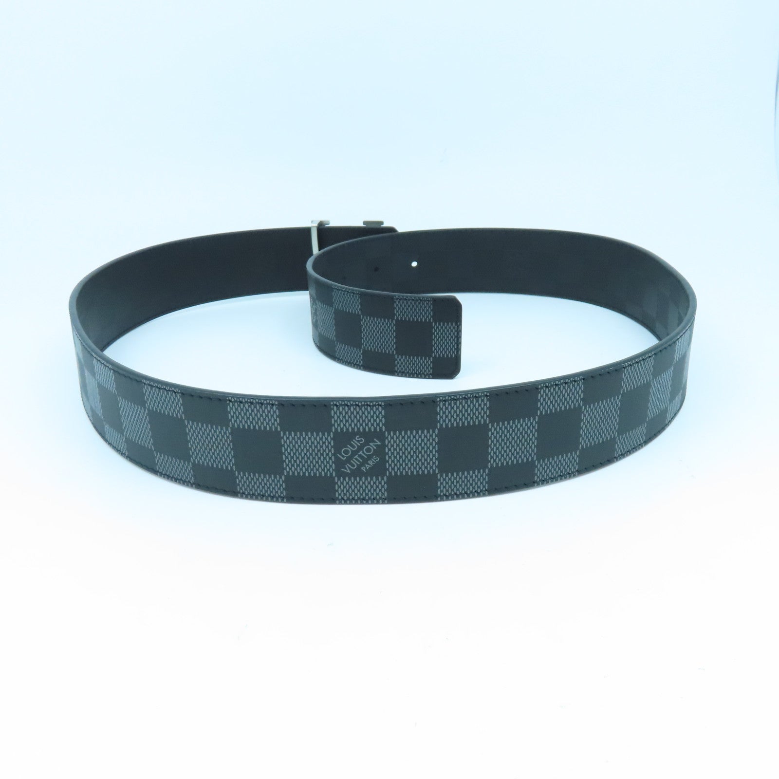 LOUIS VUITTON Damier Graphite Belt 85cm银扣皮带黑色