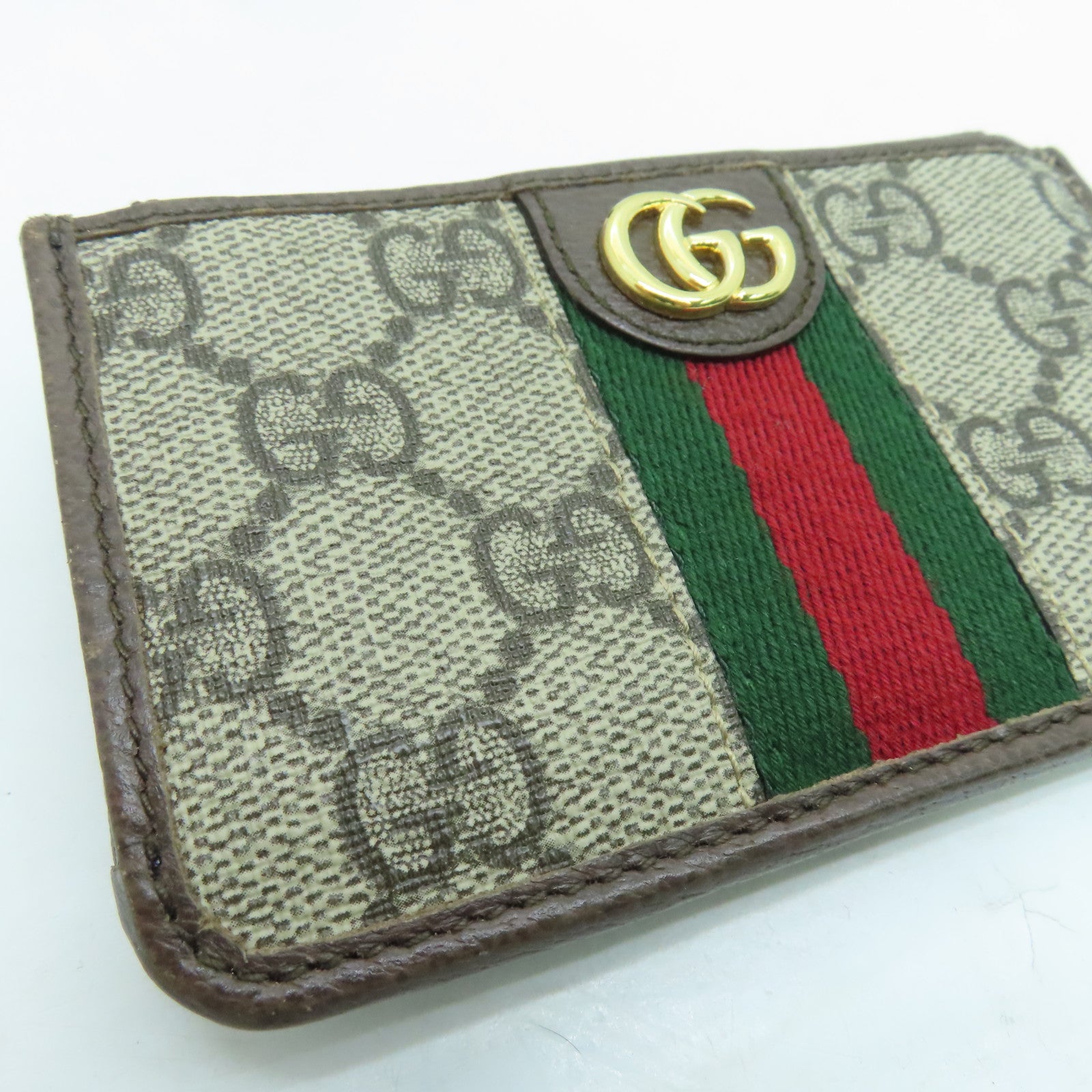 GUCCI 塗層帆布Ophidia GG Card Case金扣卡片套啡色