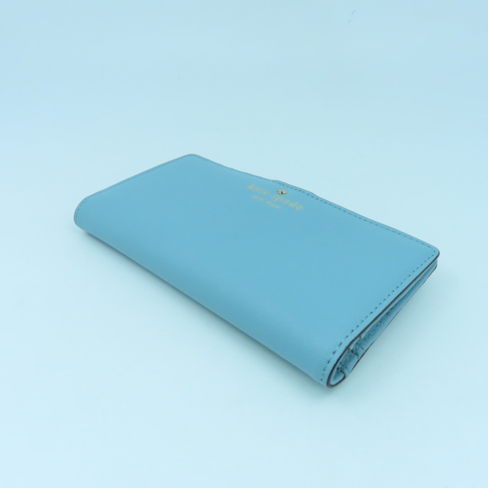 Kate Spade 牛皮皮革Wallet金扣錢包淺藍色