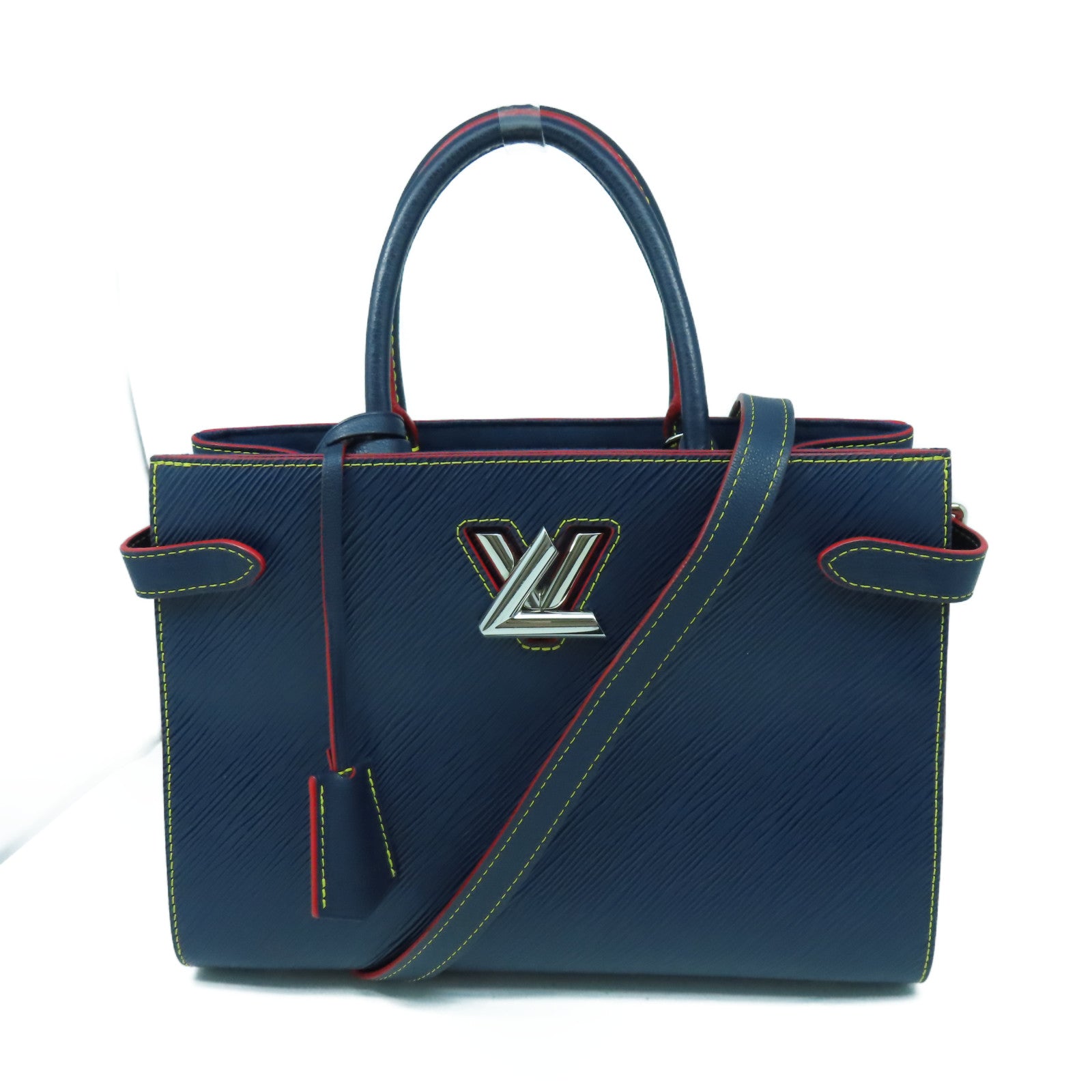LOUIS VUITTON Epi Twist Tote銀扣手挽肩背兩用袋藍色