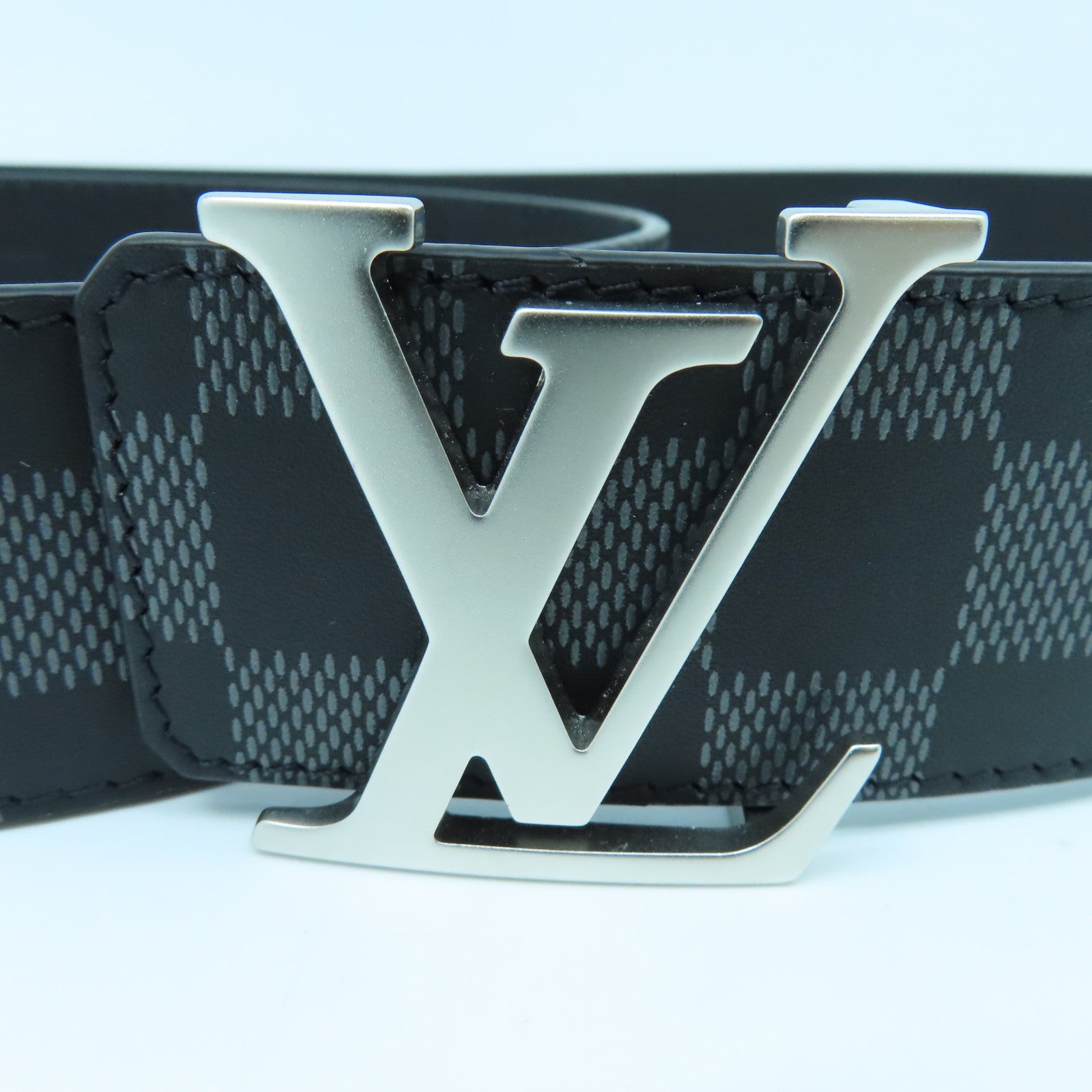 LOUIS VUITTON Damier Graphite Belt 85cm银扣皮带黑色