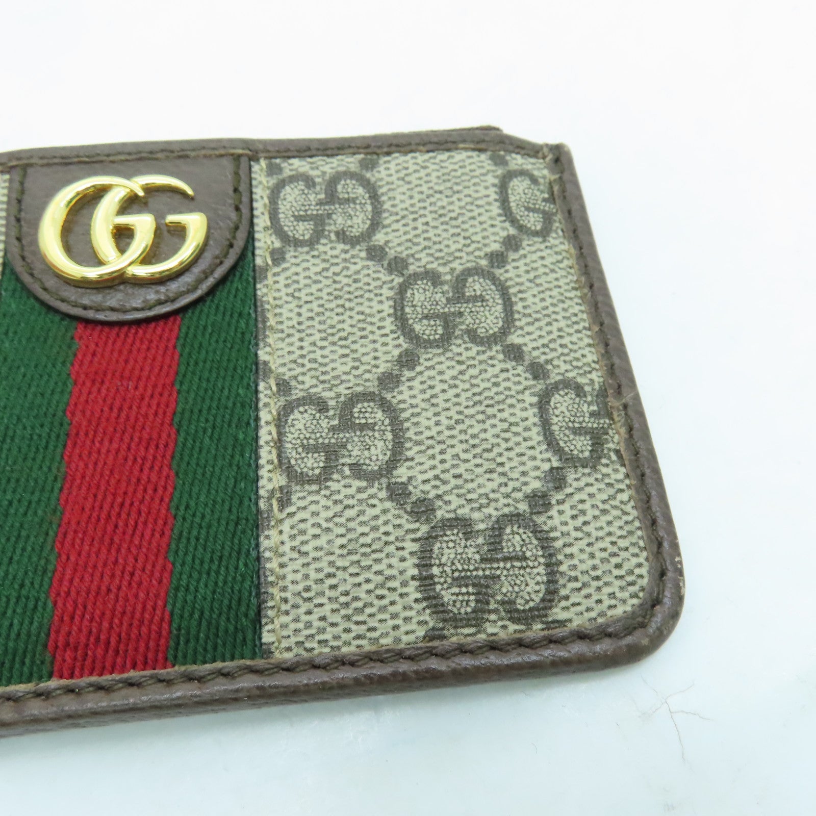 GUCCI 塗層帆布Ophidia GG Card Case金扣卡片套啡色