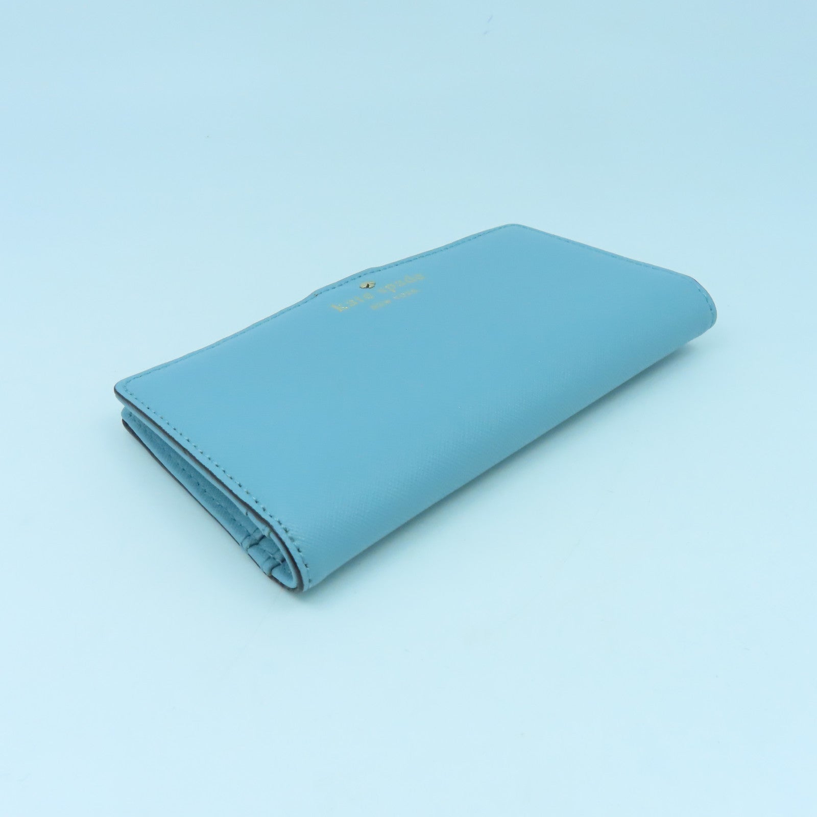 Kate Spade 牛皮皮革Wallet金扣錢包淺藍色