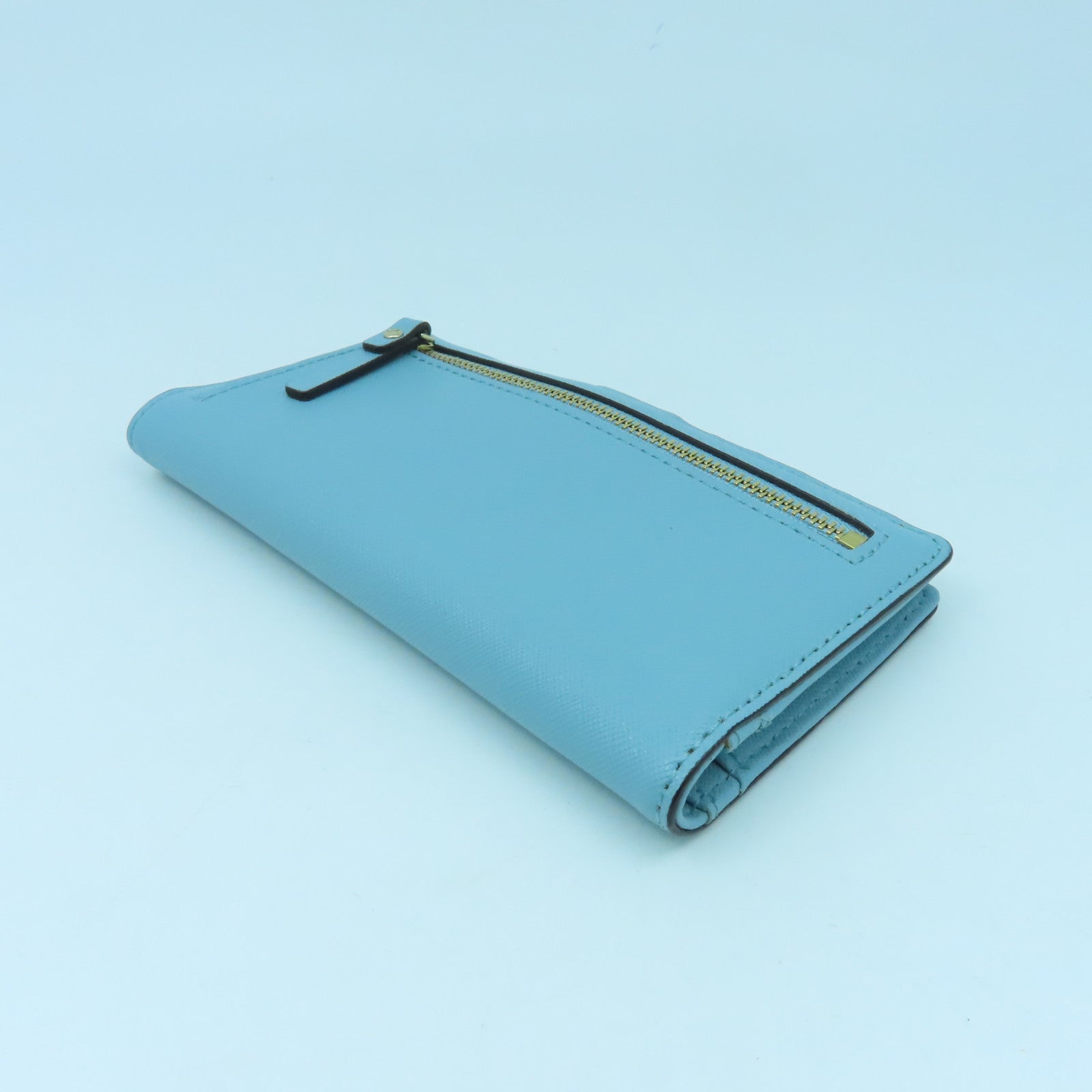 Kate Spade 牛皮皮革Wallet金扣錢包淺藍色
