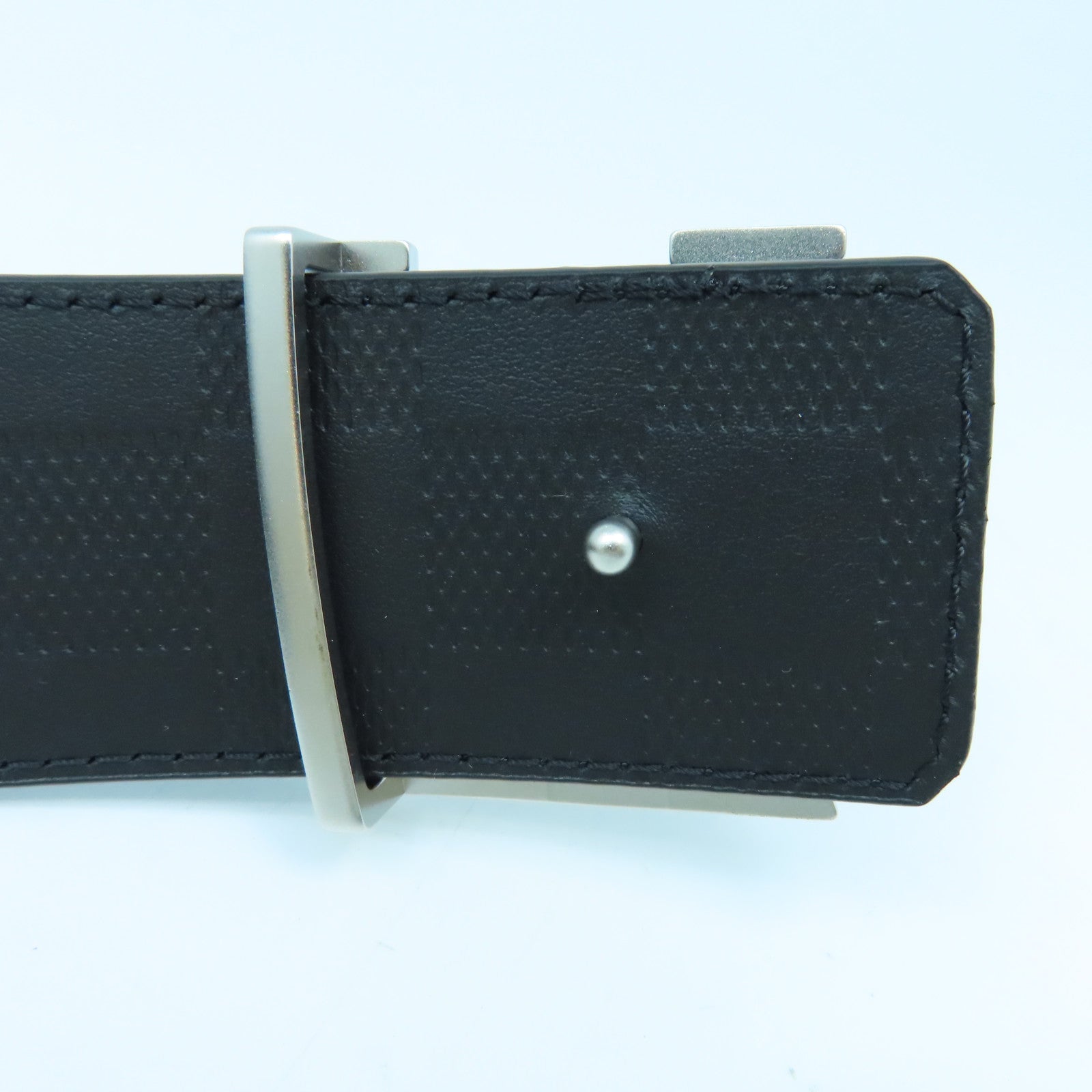 LOUIS VUITTON Damier Graphite Belt 85cm银扣皮带黑色