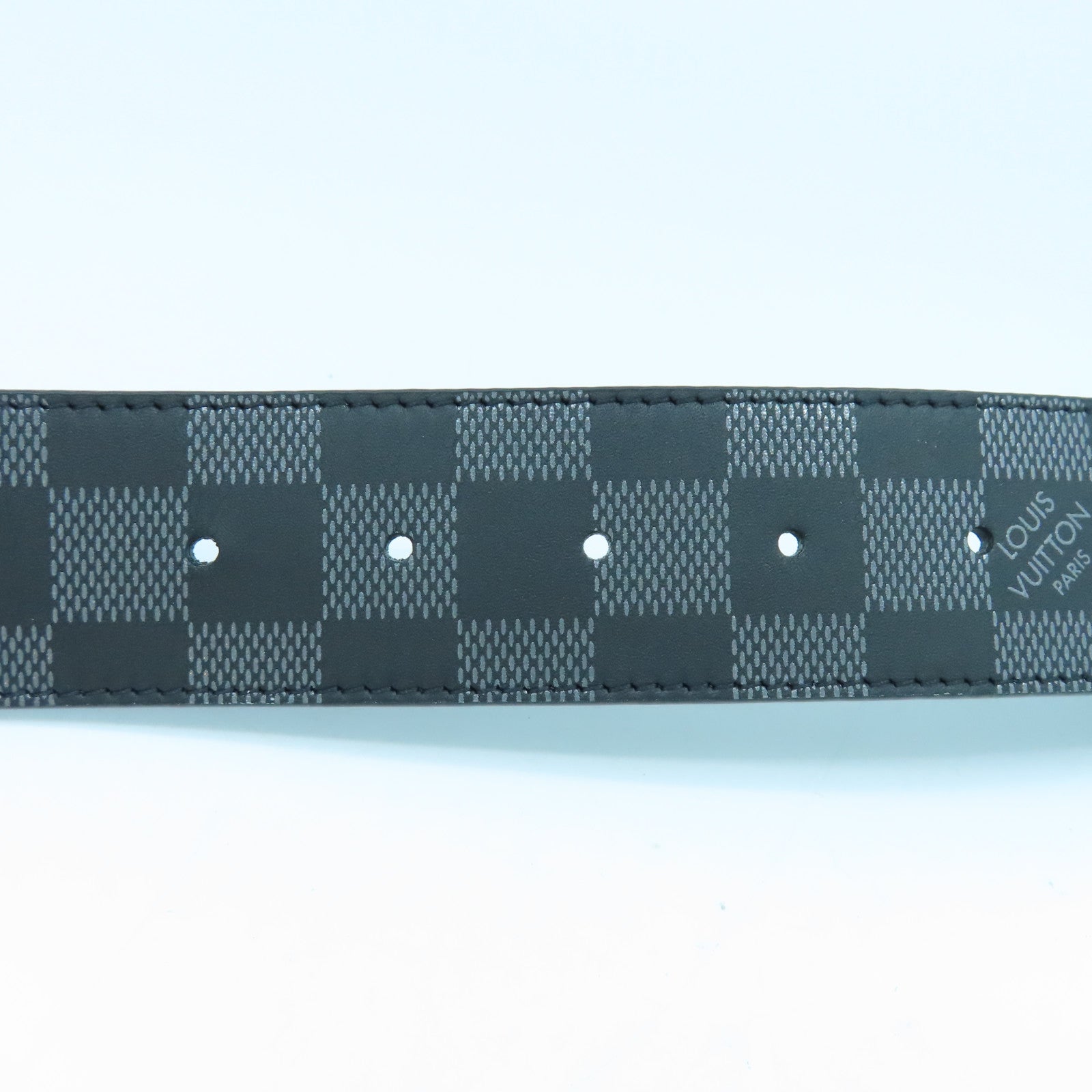 LOUIS VUITTON Damier Graphite Belt 85cm银扣皮带黑色