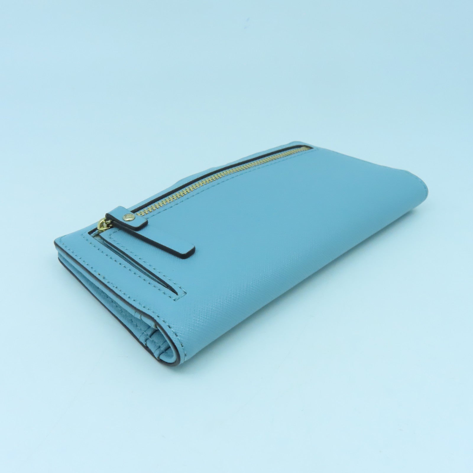 Kate Spade 牛皮皮革Wallet金扣錢包淺藍色