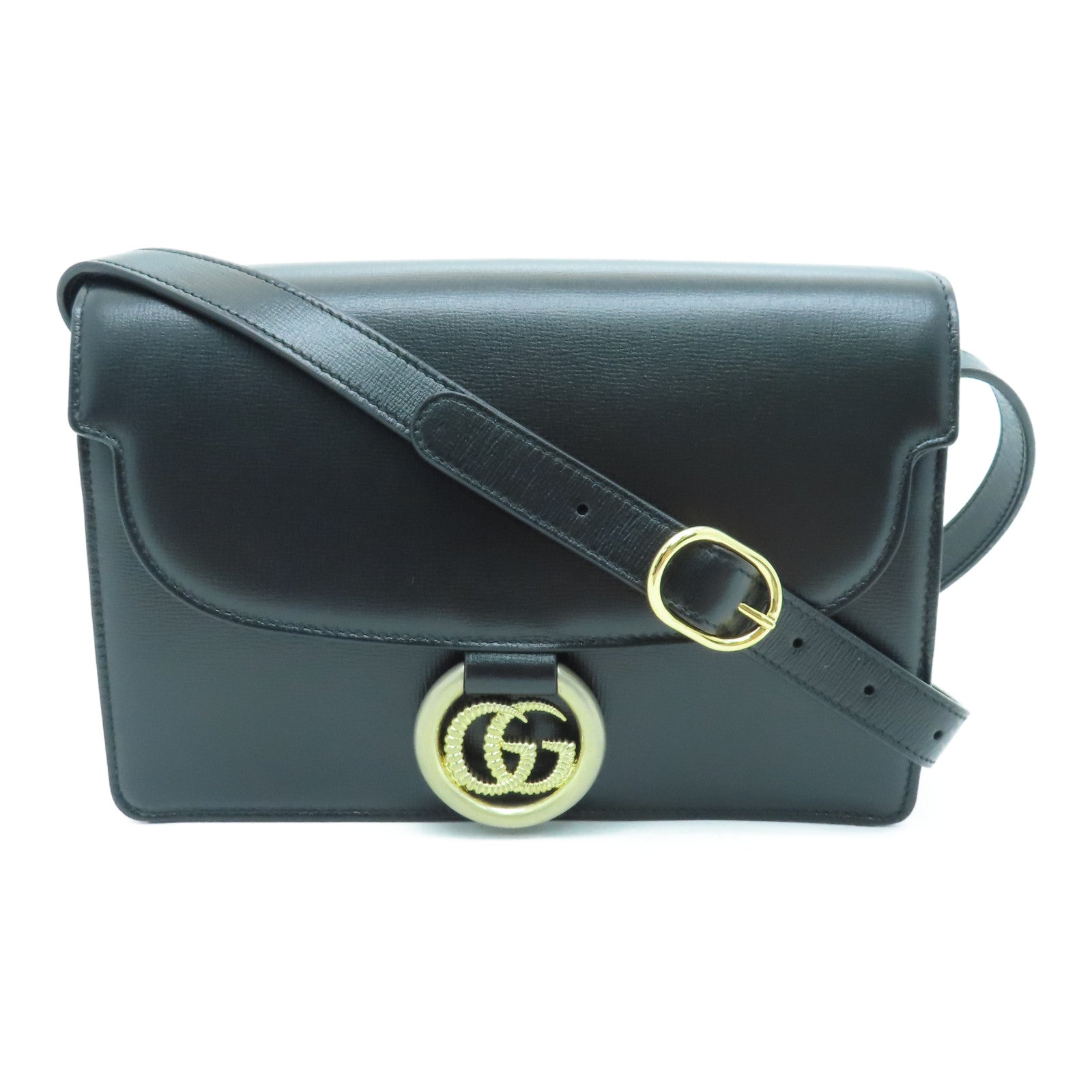 GUCCI 牛皮皮革Shoulder Bag金扣肩背袋黑色
