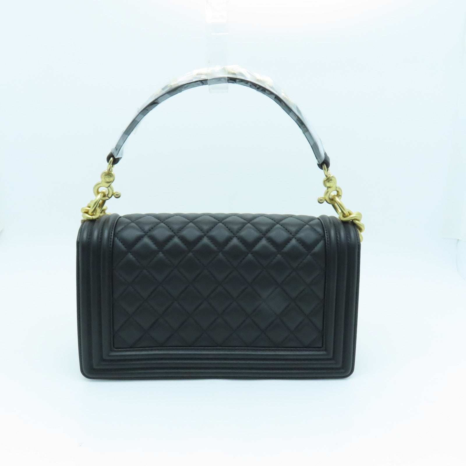 CHANEL rhombic sheepskin leather Chain Shoulder Bag gold buckle chain shoulder bag black