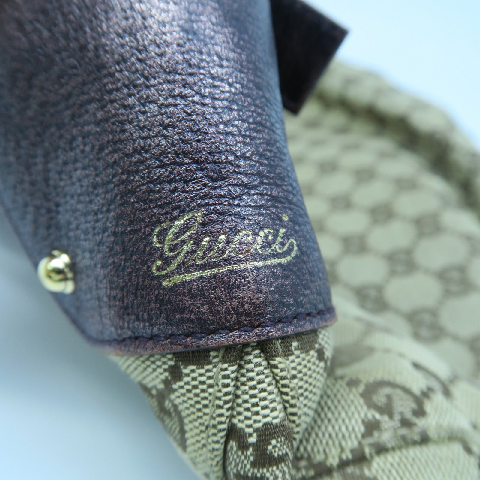 GUCCI 帆布Shoulder Bag金扣肩背袋啡色