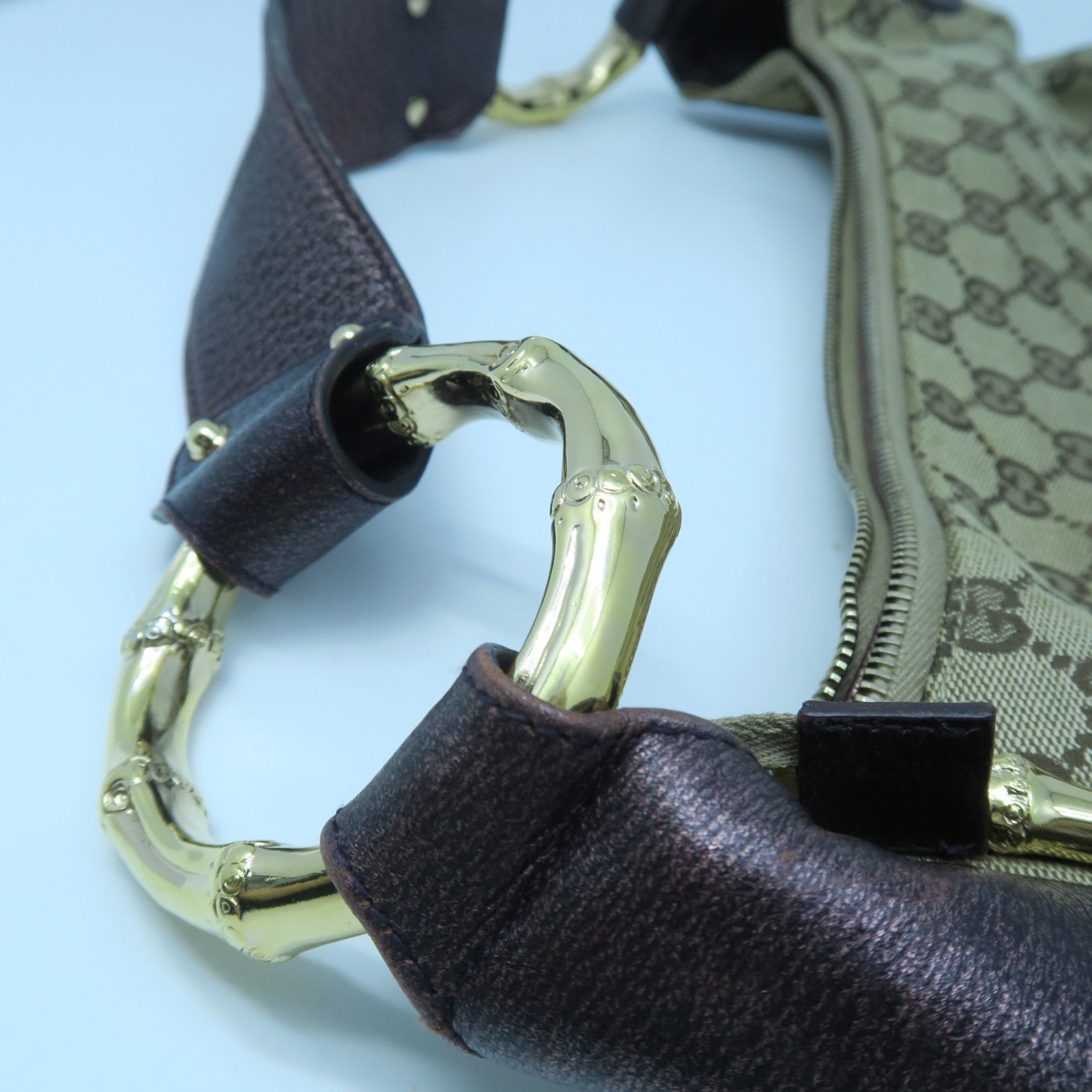 GUCCI 帆布Shoulder Bag金扣肩背袋啡色