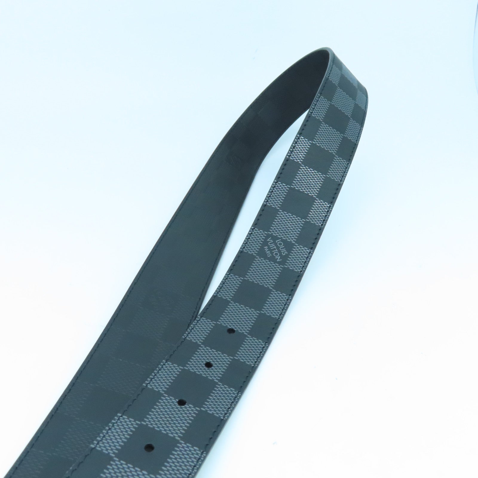 LOUIS VUITTON Damier Graphite Belt 85cm银扣皮带黑色
