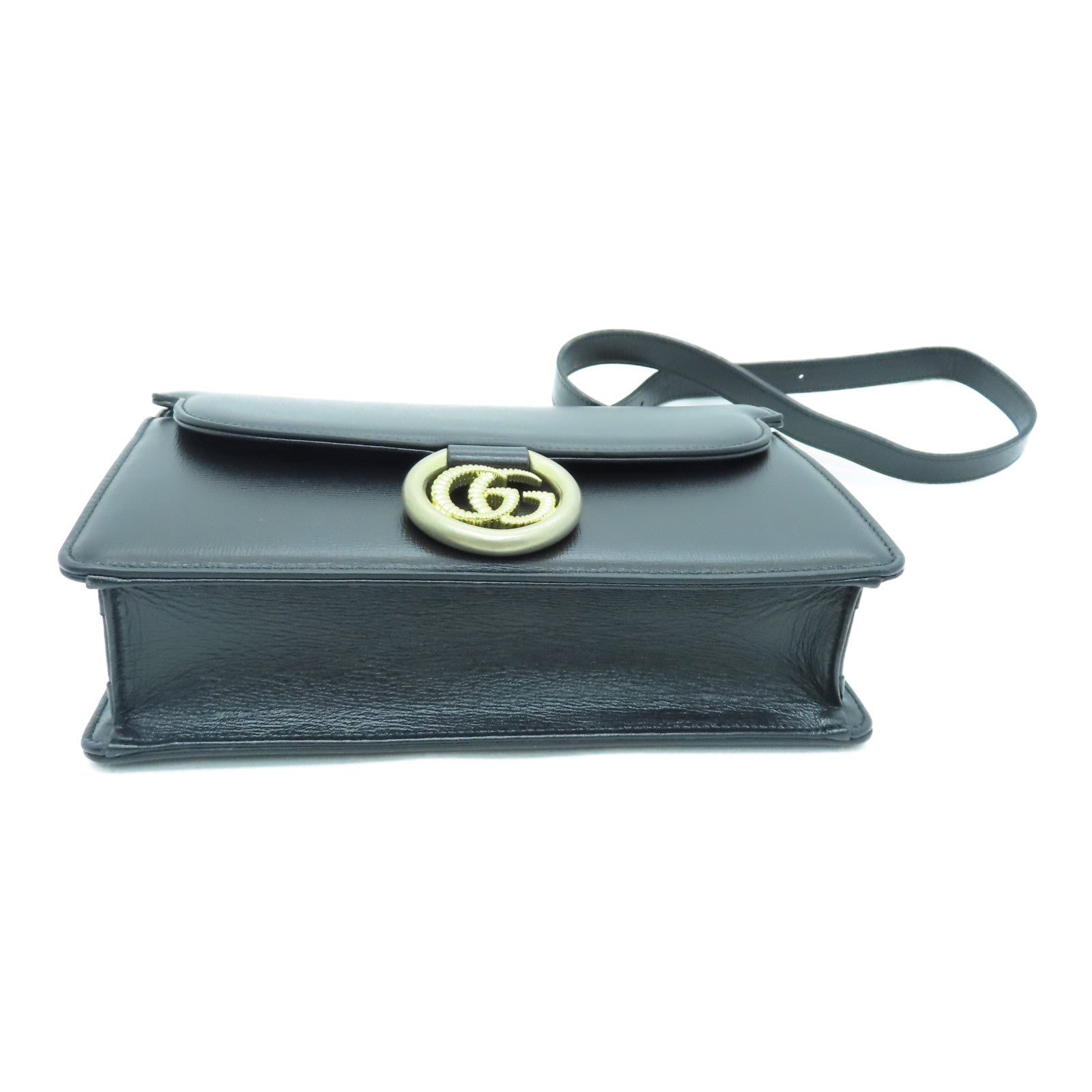 GUCCI 牛皮皮革Shoulder Bag金扣肩背袋黑色