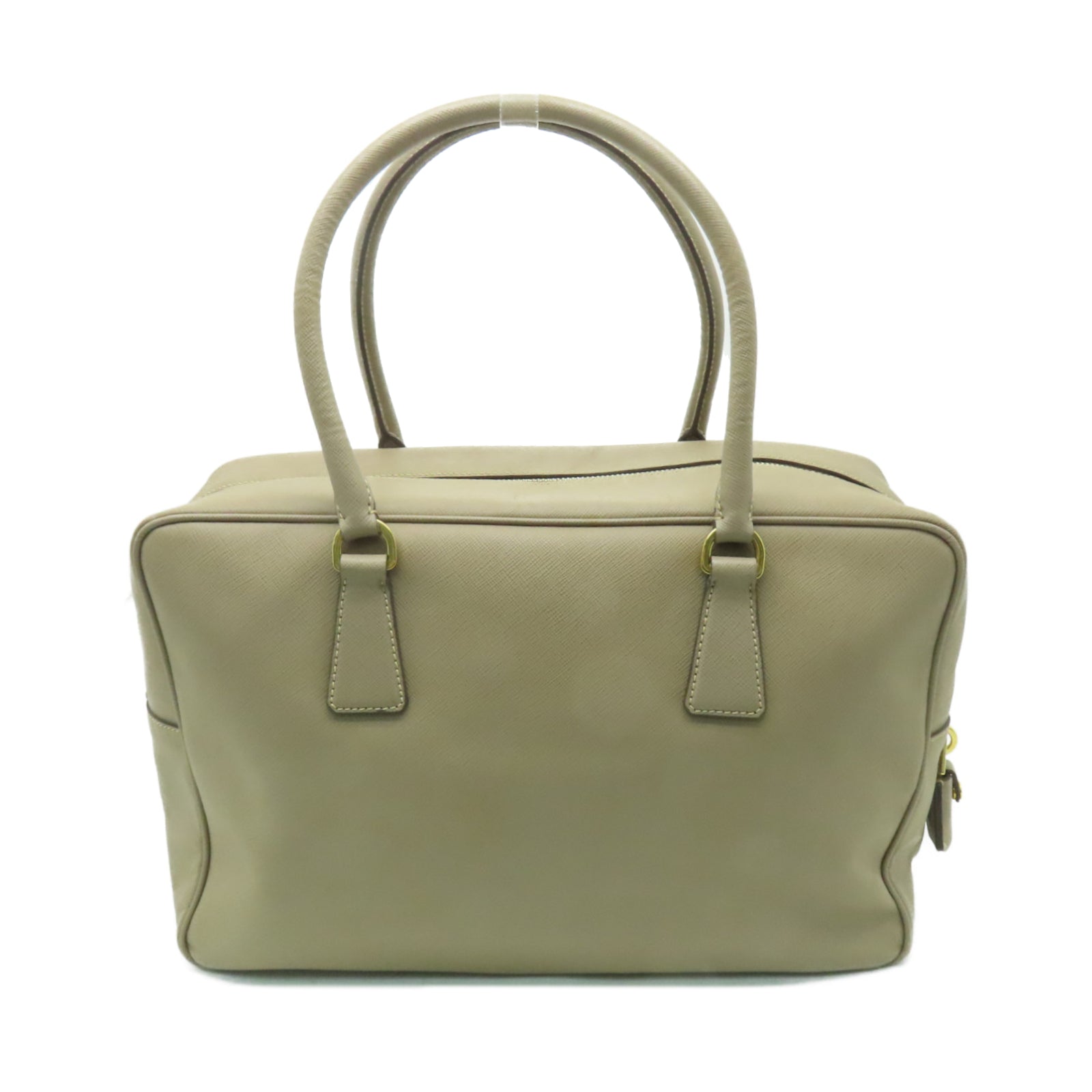 PRADA 牛皮皮革Handbag金扣手挽袋米色