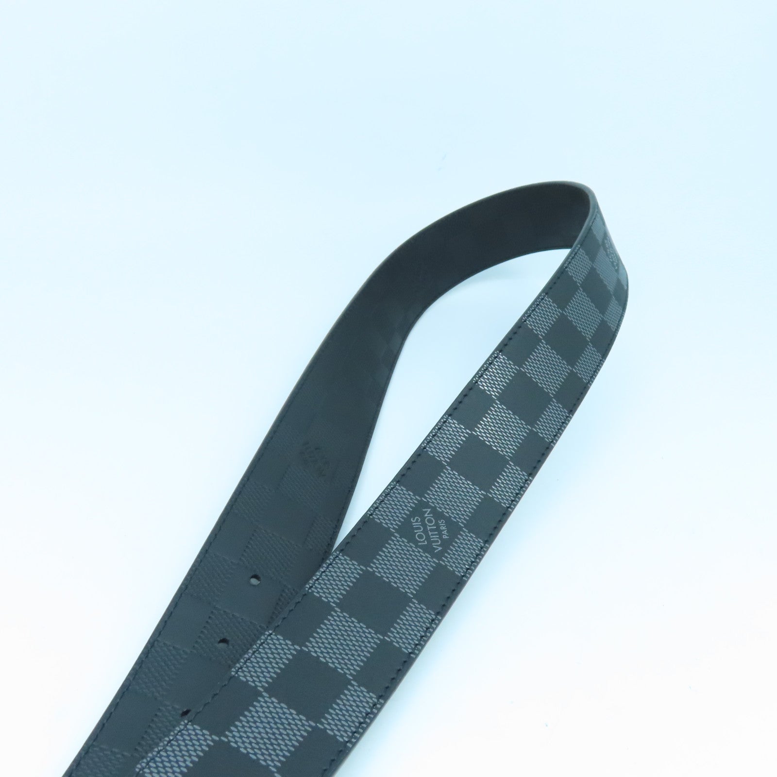 LOUIS VUITTON Damier Graphite Belt 85cm银扣皮带黑色