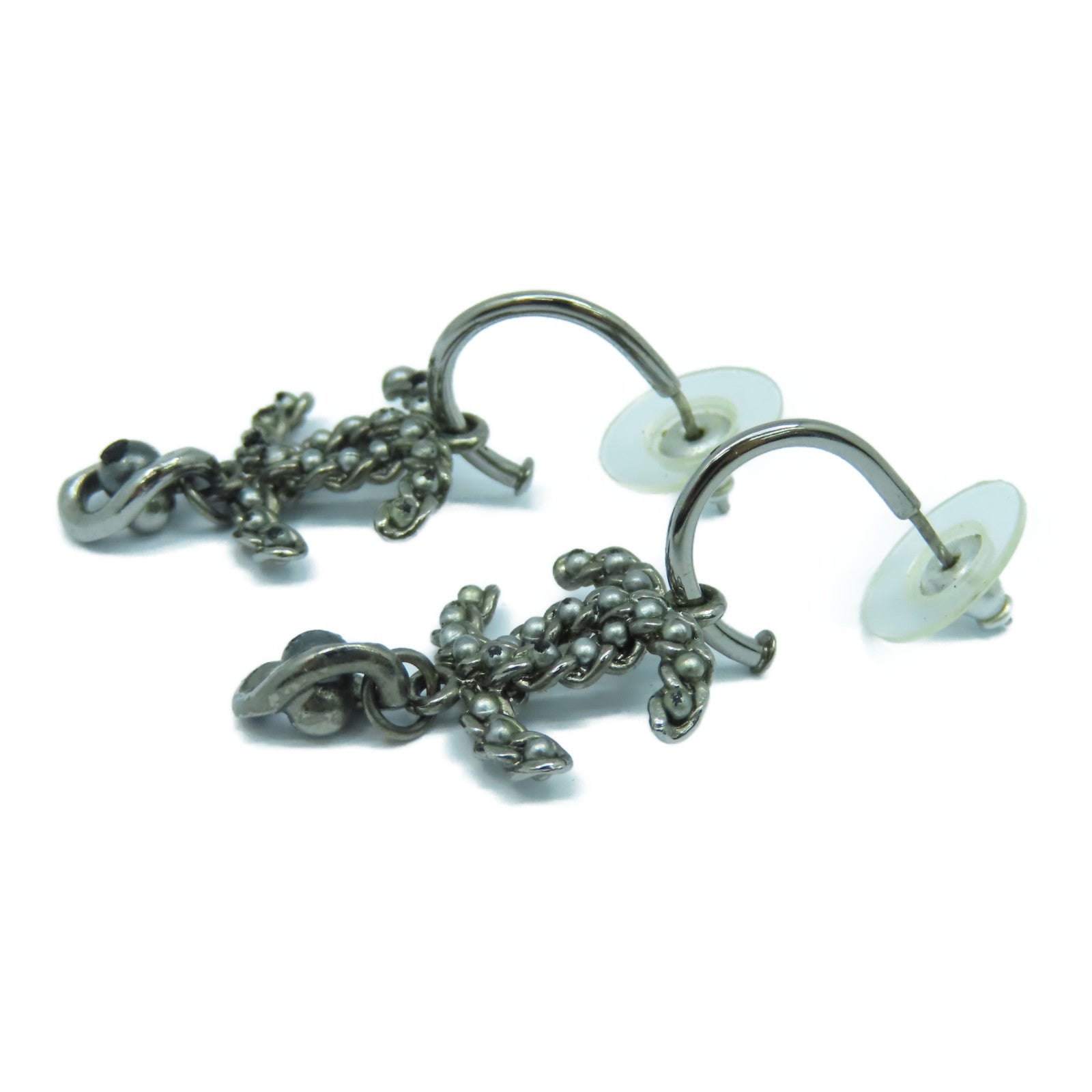 CHANEL 金屬Earrings銀扣耳環鐵灰色
