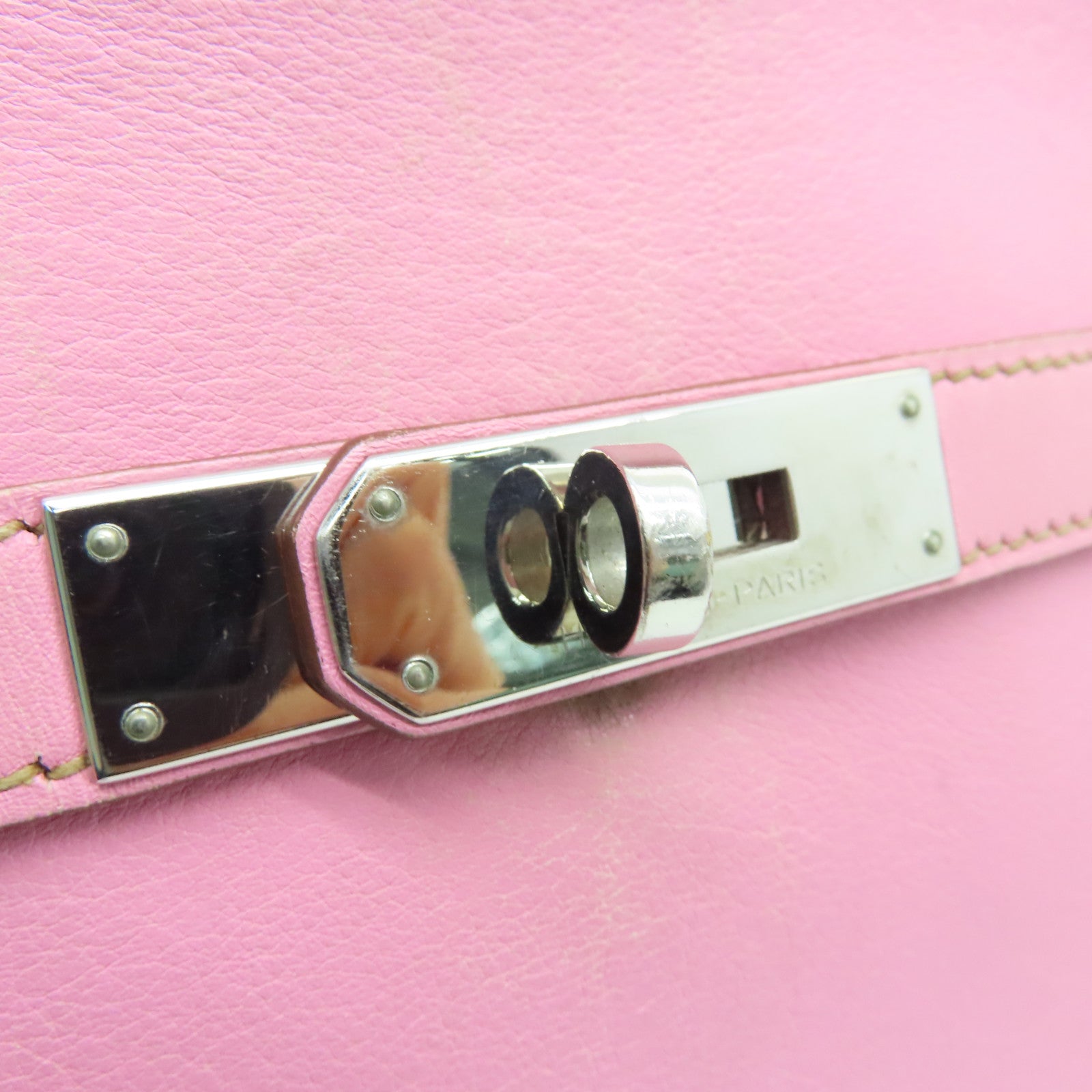 HERMES Swift皮革Jypsiere 28銀扣肩背袋Rose Confetti粉紅色